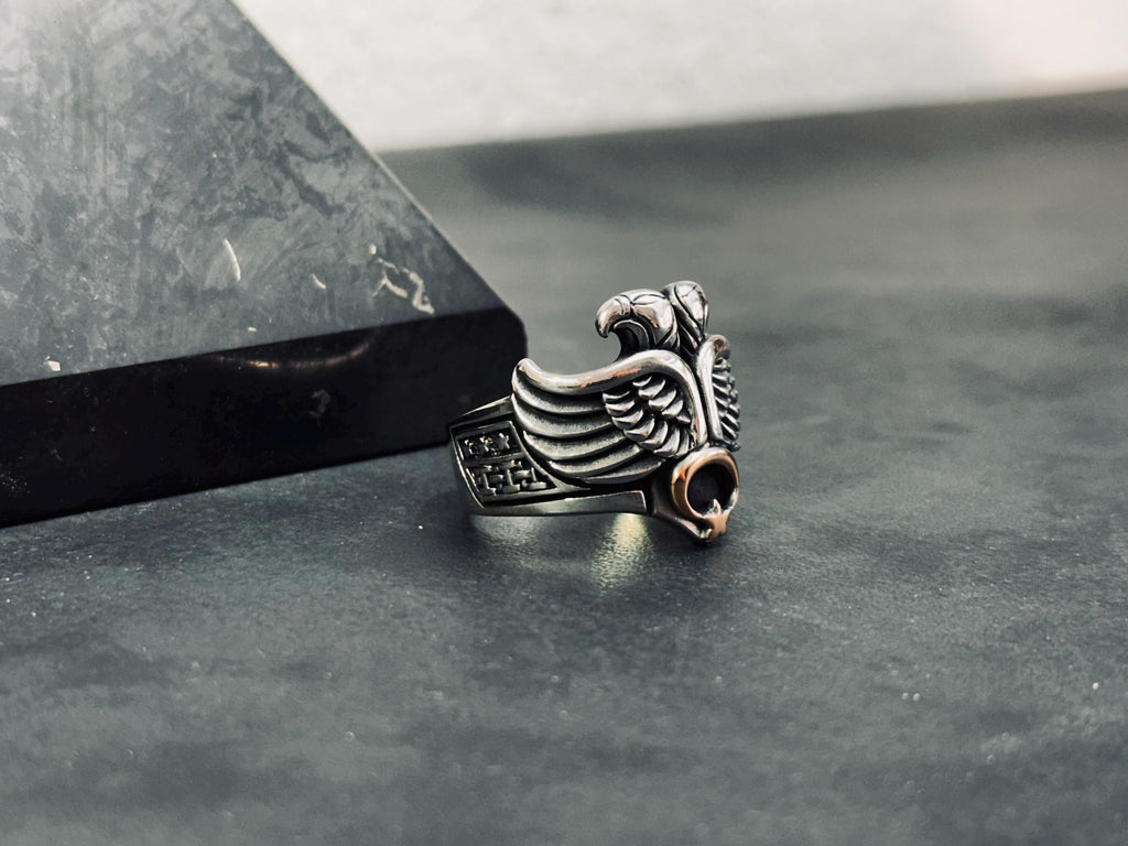 Sterling Silver Eagle Ring: Double-Headed Design - Bold Statement