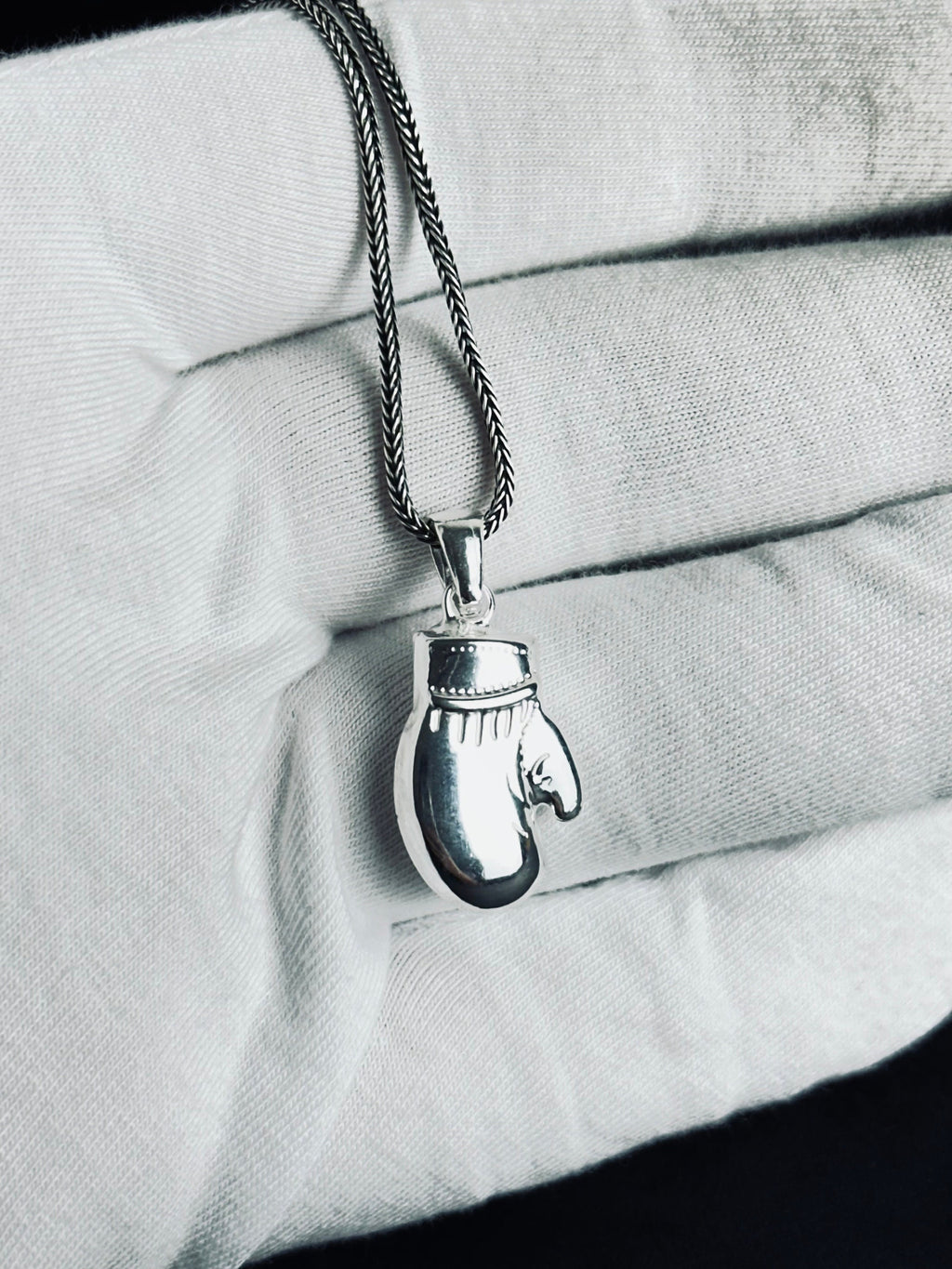 Boxing Glove Necklace - Silver Pendant on Chain