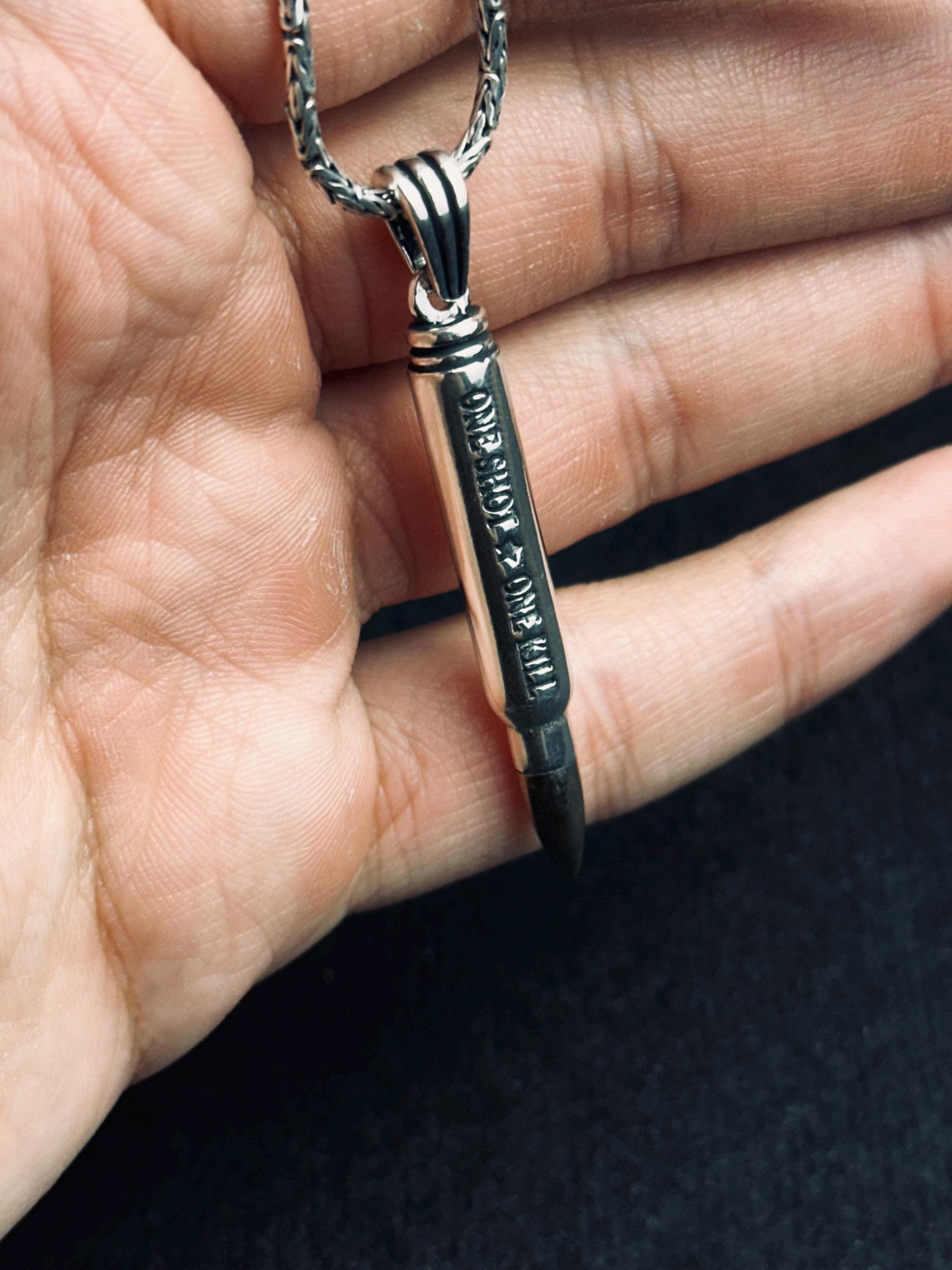 Silver Bullet Necklace Pendant Set - Stylish Handmade Jewelry