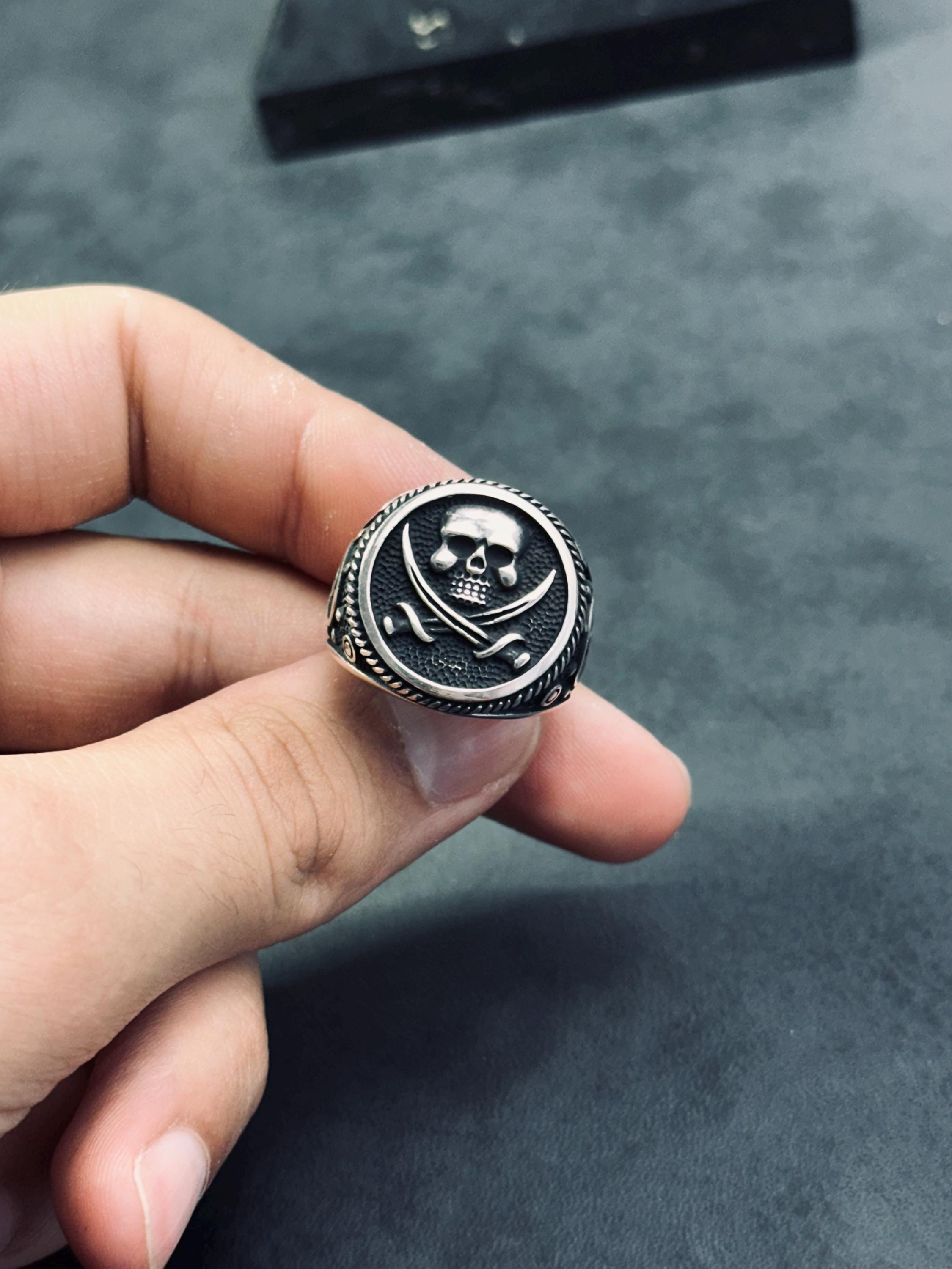 Pirate Ring: Oxidized Sterling Silver - Handmade Biker Style