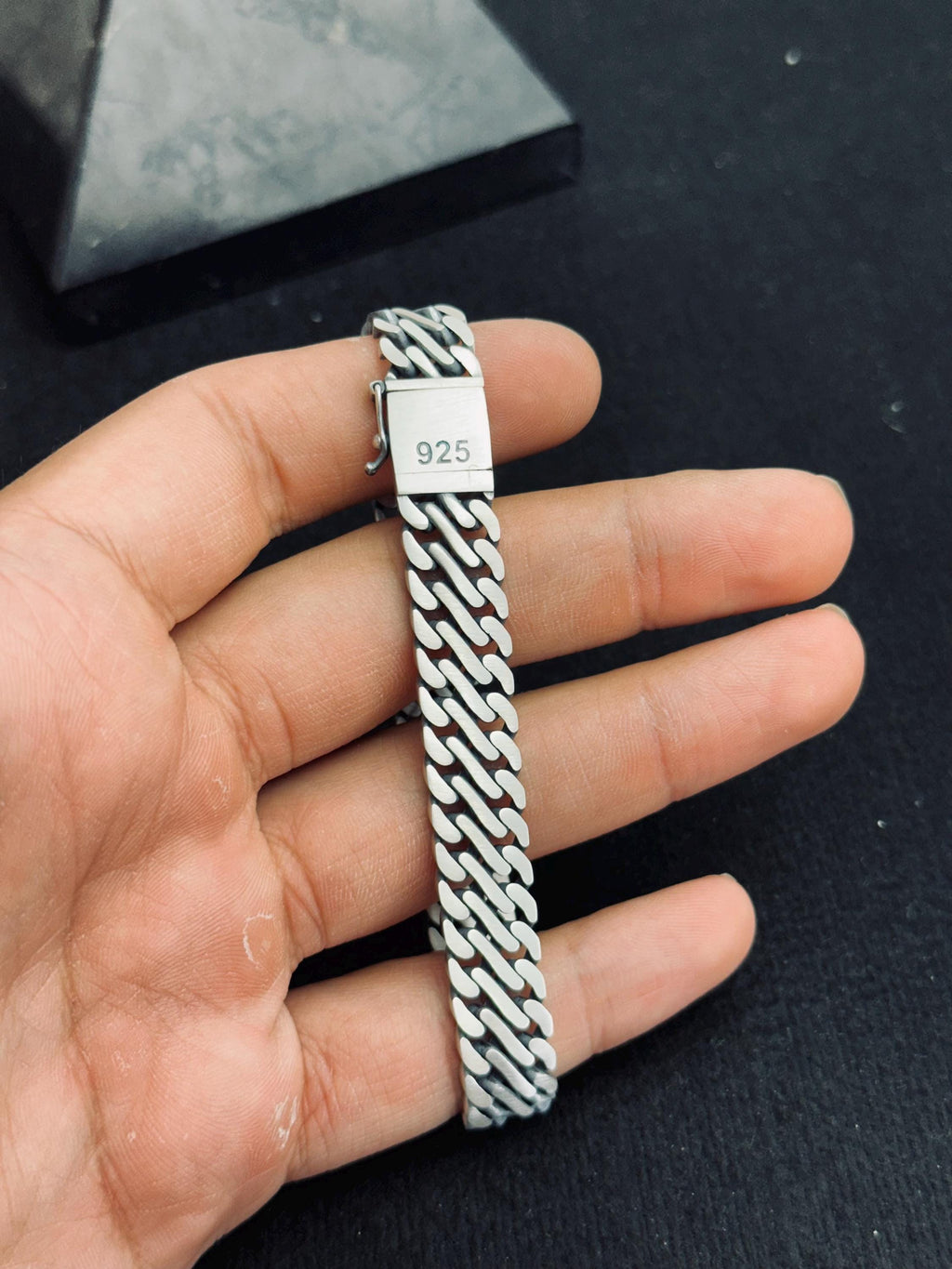Turkish Sterling Silver Bracelet Braided Chain (Men's Handmade Jewelry)