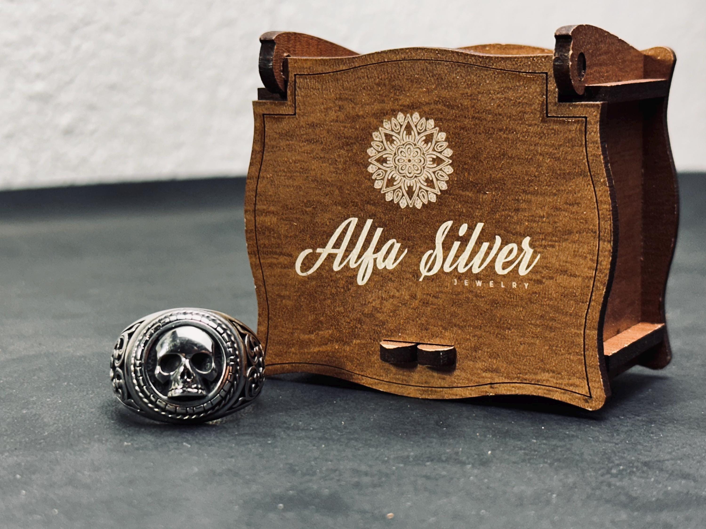 Skull Ring: Handmade Sterling Silver - Gothic Biker Jewelry