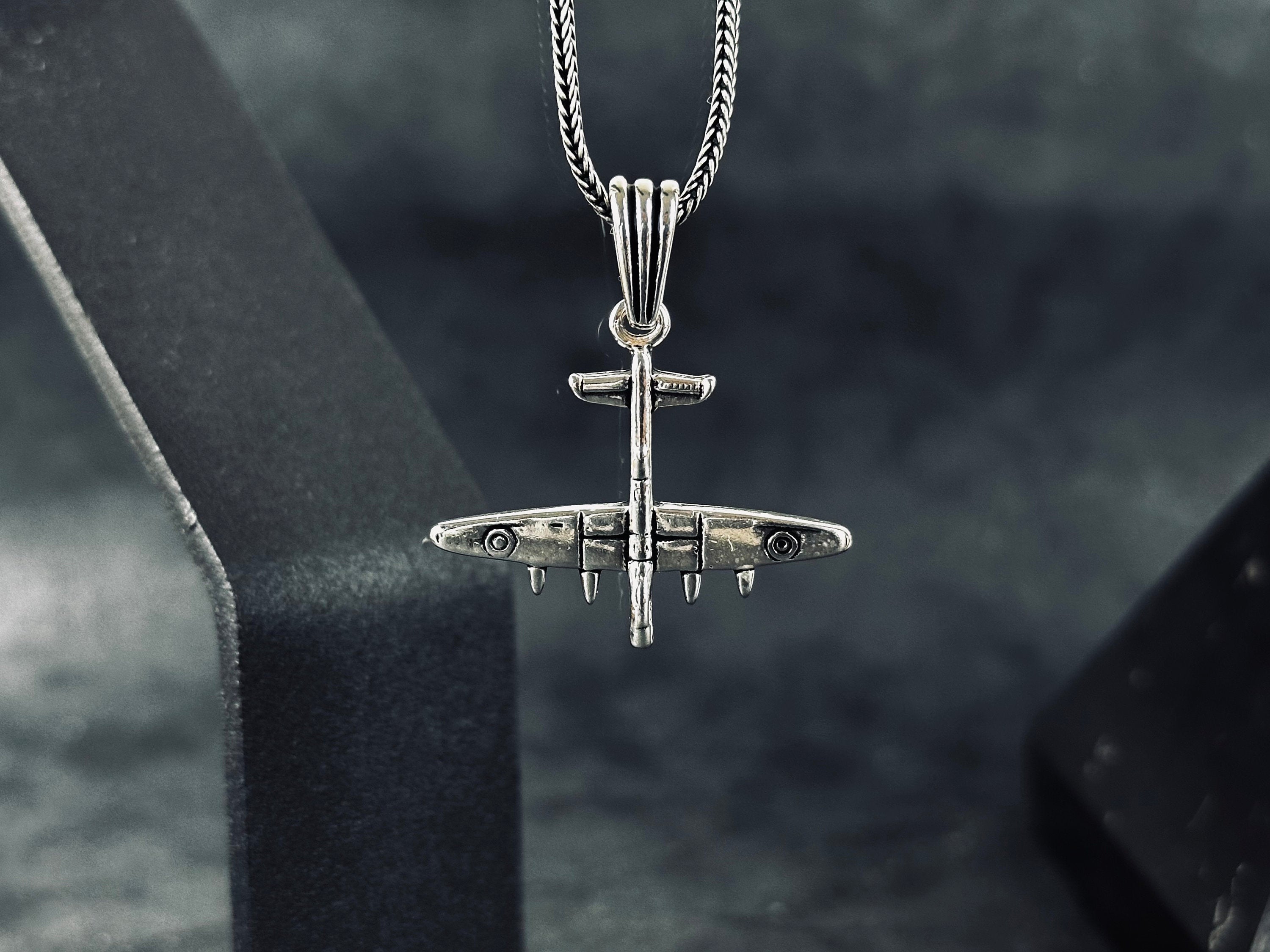 Silver Warplane Necklace - Handmade Military Airforce Pendant