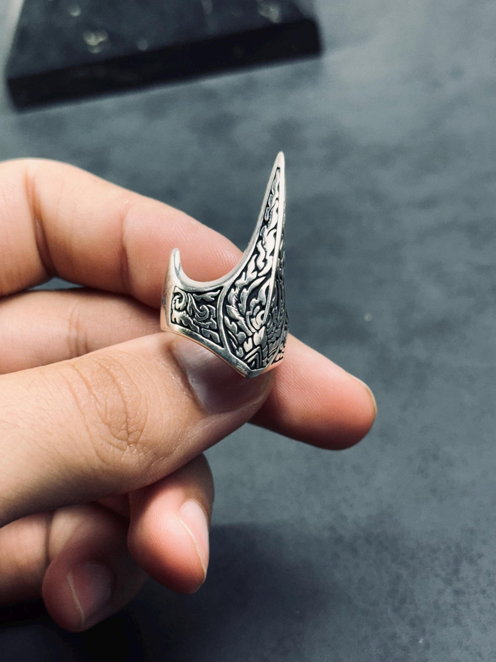 Handmade Sterling Silver Zihgir Thumb Ring – Traditional Turkish Archer Ring, Ottoman Style, Men’s Jewelry, Adjustable Gift Ring