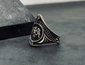 Sterling Silver Eagle Warrior Ring, Double Headed CZ (Men's Statement)