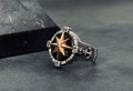 Unisex Sterling Silver Compass Ring, North Star (Handmade)