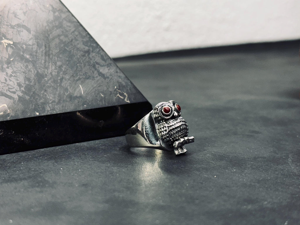 Sterling Silver Owl Ring - Handcrafted Animal Lover Jewelry