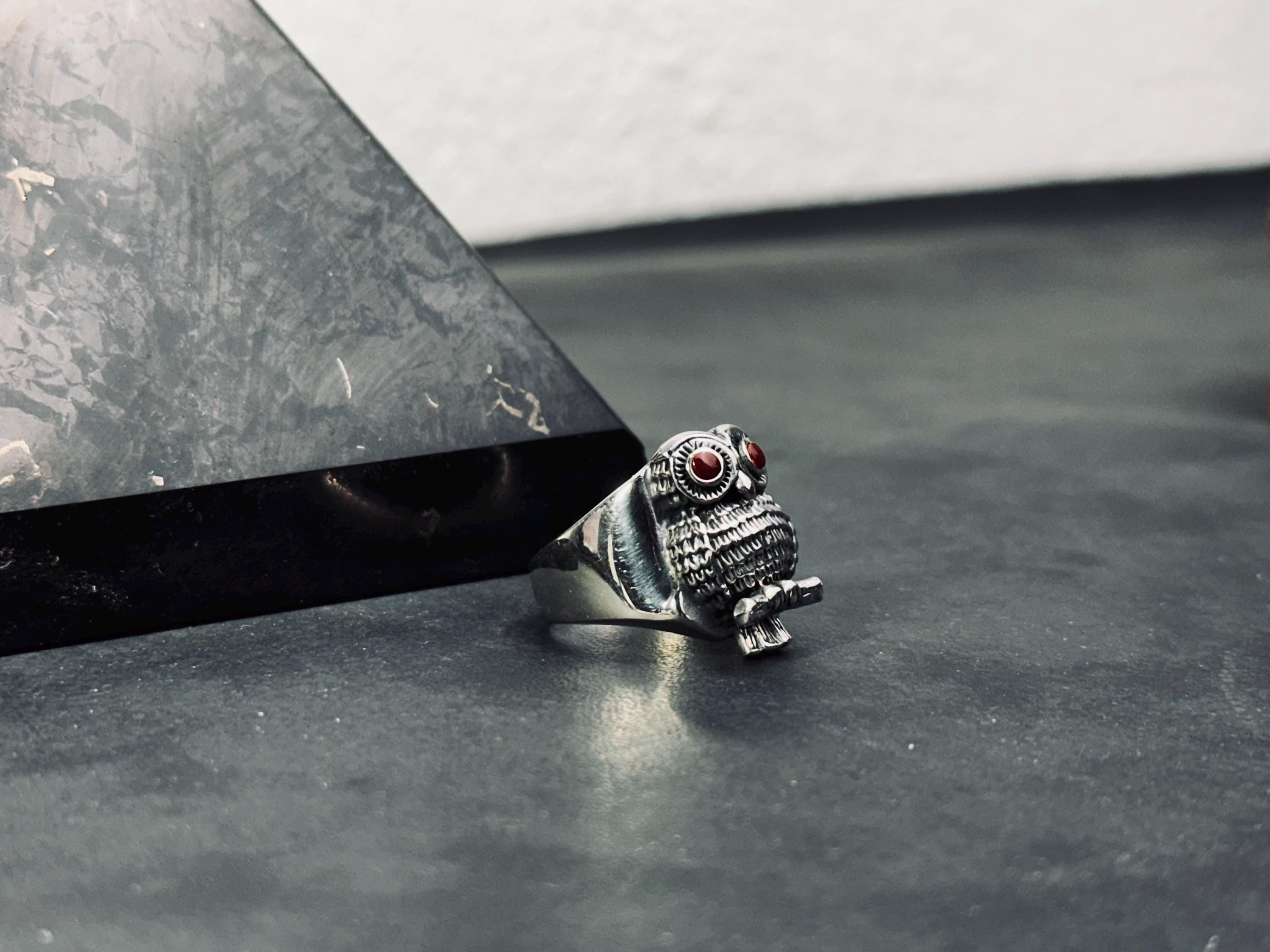 Sterling Silver Owl Ring - Handcrafted Animal Lover Jewelry