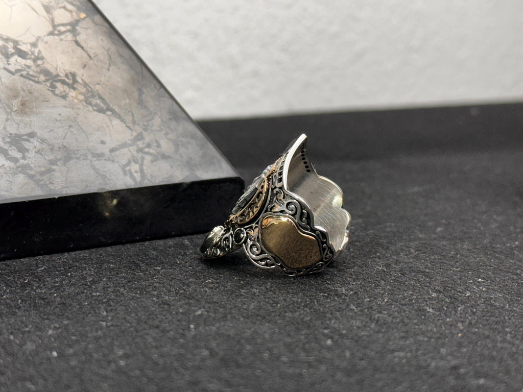 Double Headed Eagle Silver Ring, Handmade Thumb Band (Sterling 925)