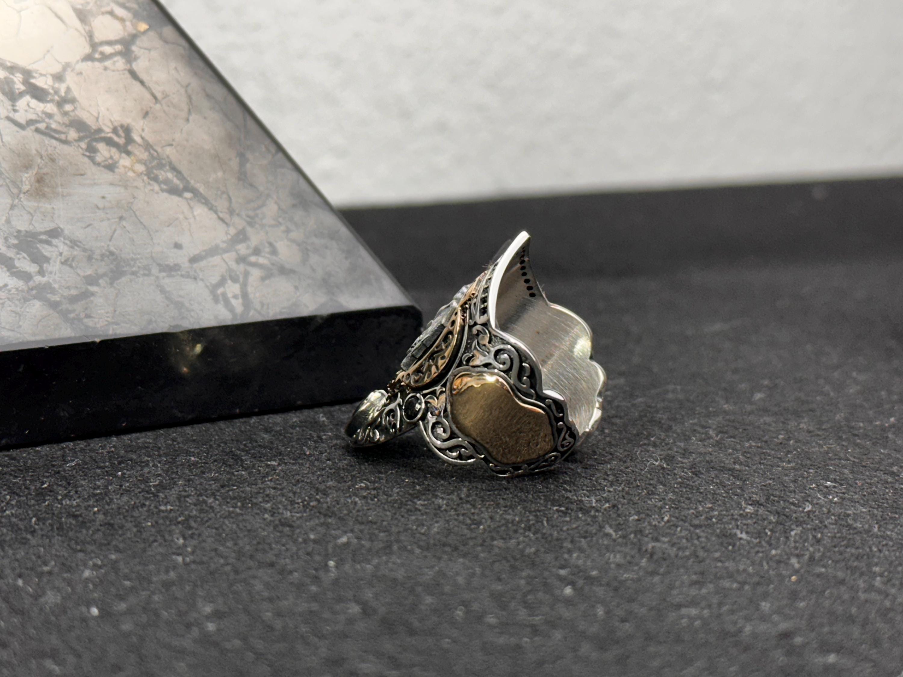 Double Headed Eagle Silver Ring, Handmade Thumb Band (Sterling 925)