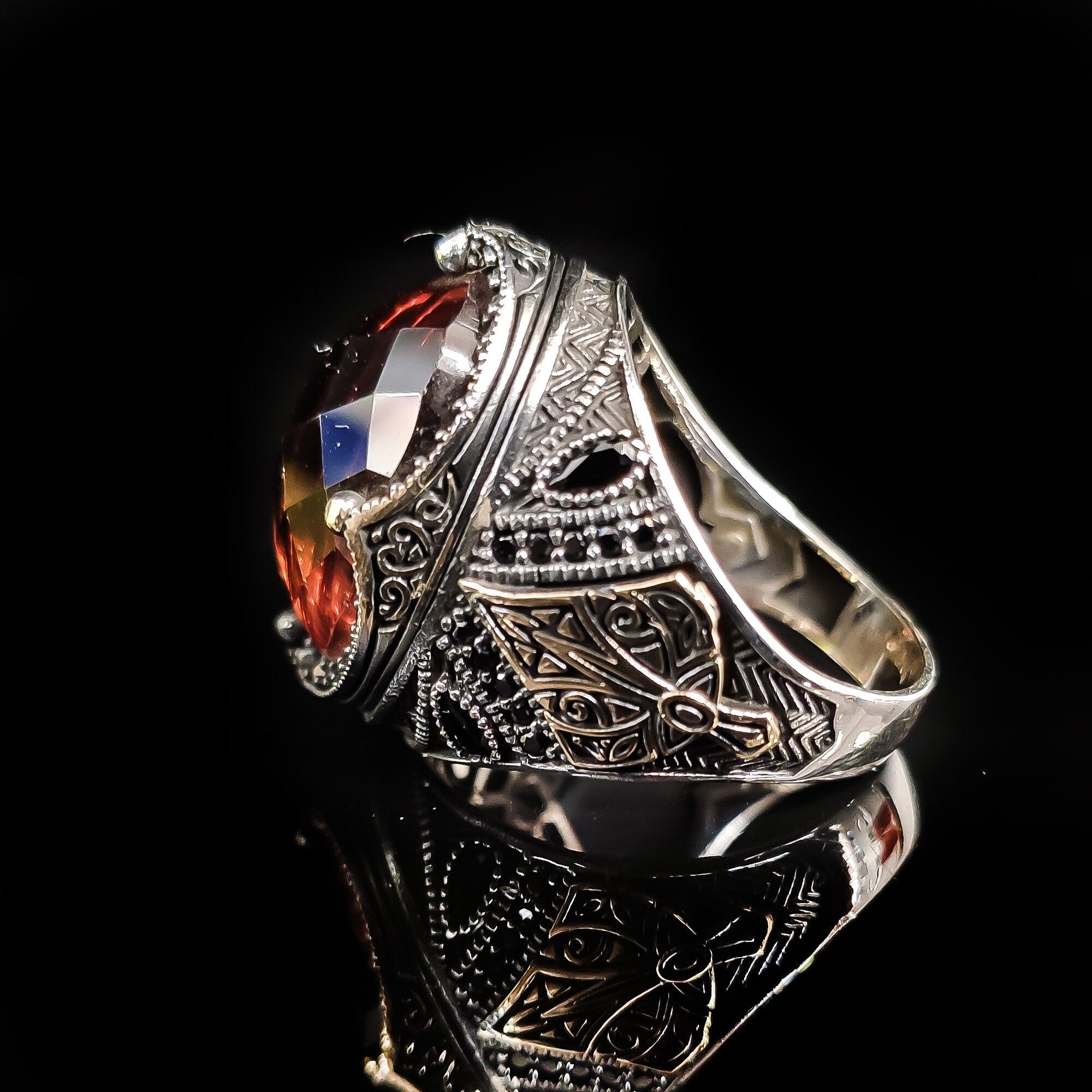 Sterling Silver Ring: Rare Sultanit Gemstone - Handmade Statement Jewelry