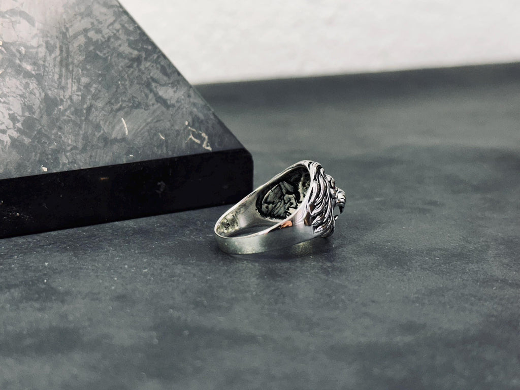 Sterling Silver Lion Head Ring: Handmade Men's Statement Jewelry