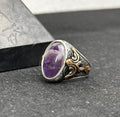 Amethyst Silver Ring - Handmade Men's Gemstone Jewelry