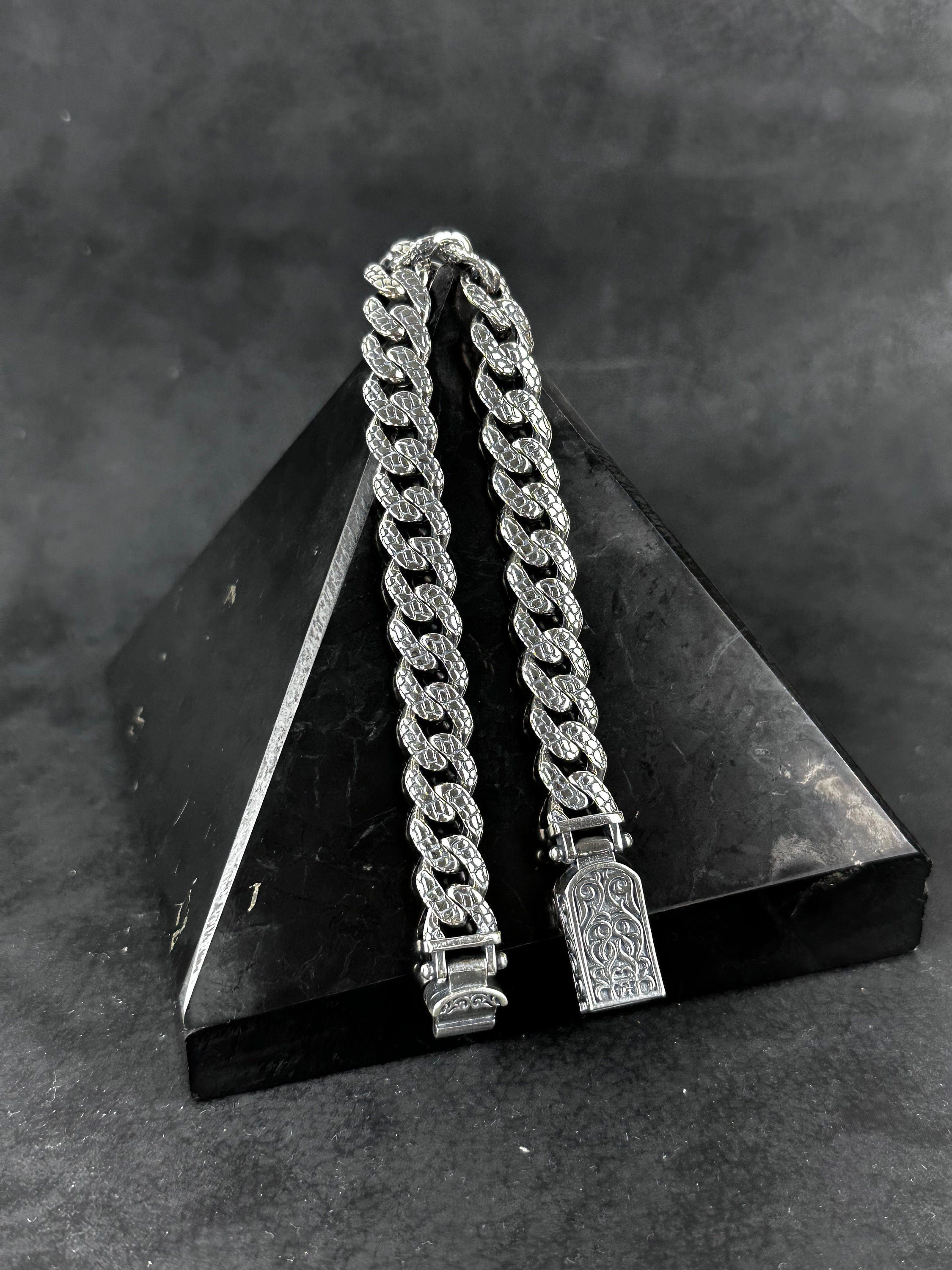 Silver Bracelet: Handmade with New Chain Design - Custom Engraved