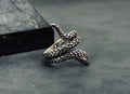Sterling Silver Snake Ring, Oxidized Finish (Adjustable, Handmade)
