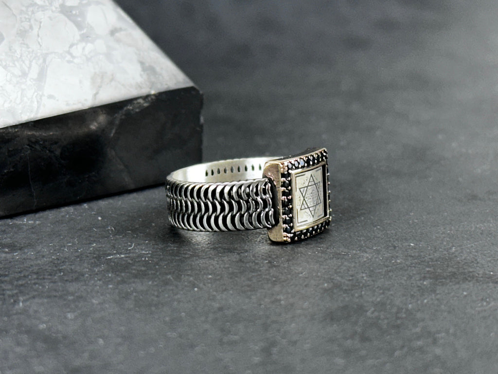 Solomon King Seal Silver Ring, Handmade Minimal Talisman (Adjustable)