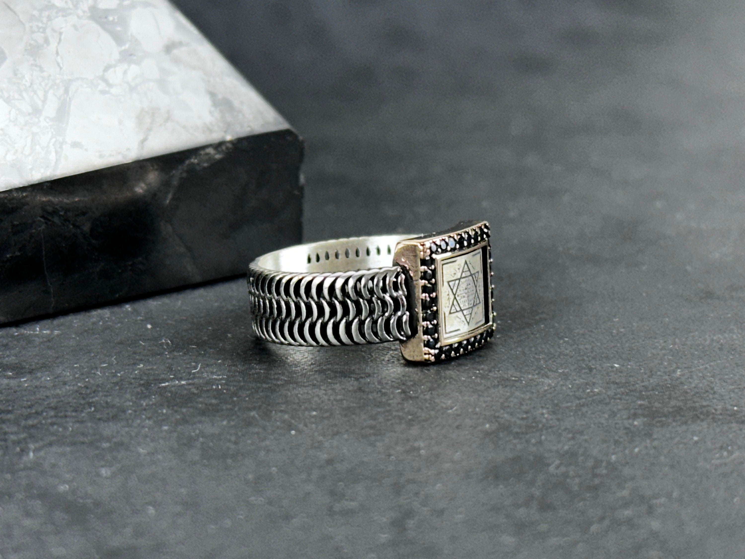 Solomon King Seal Silver Ring, Handmade Minimal Talisman (Adjustable)