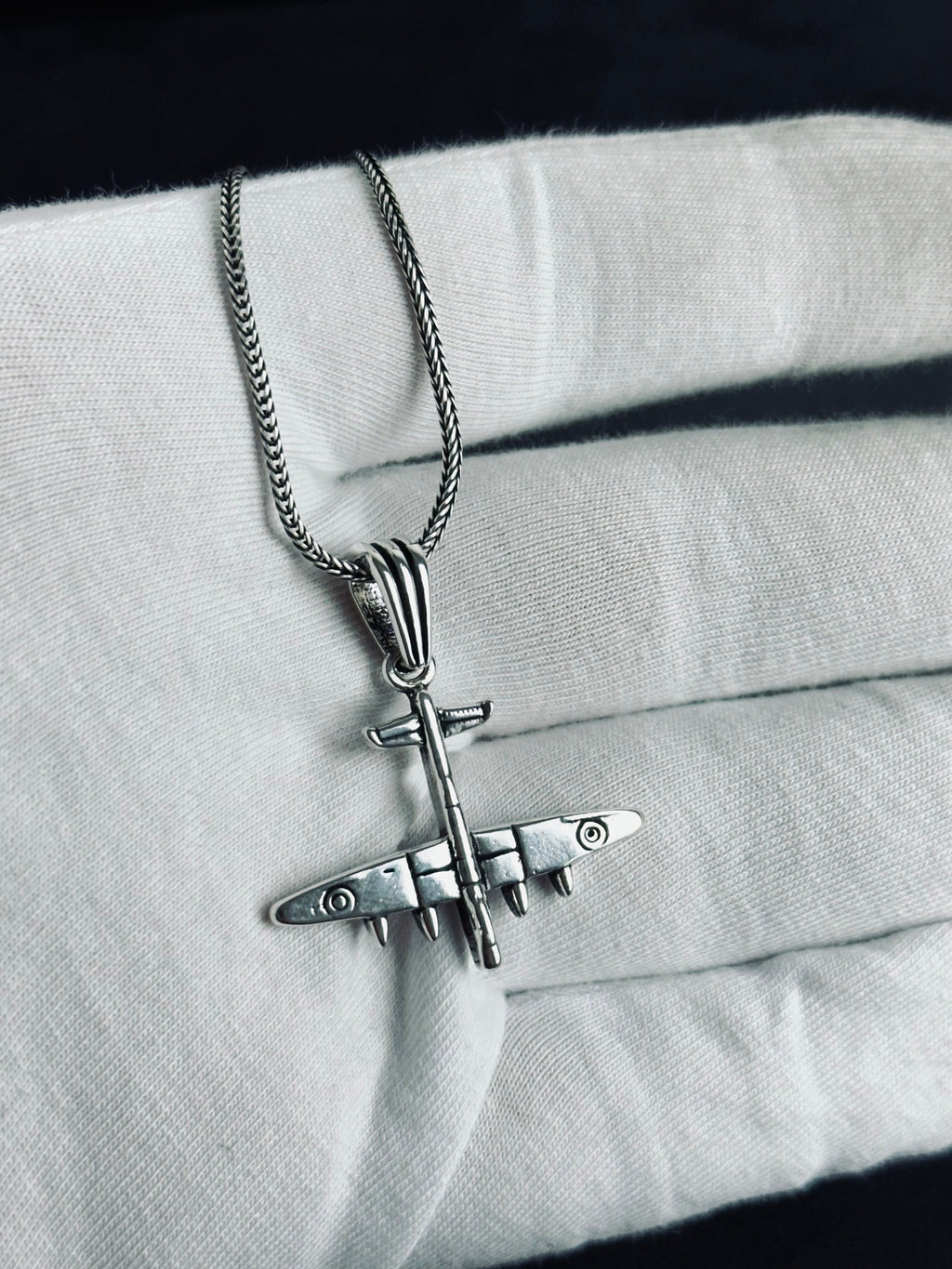 Silver Warplane Necklace - Handmade Military Airforce Pendant