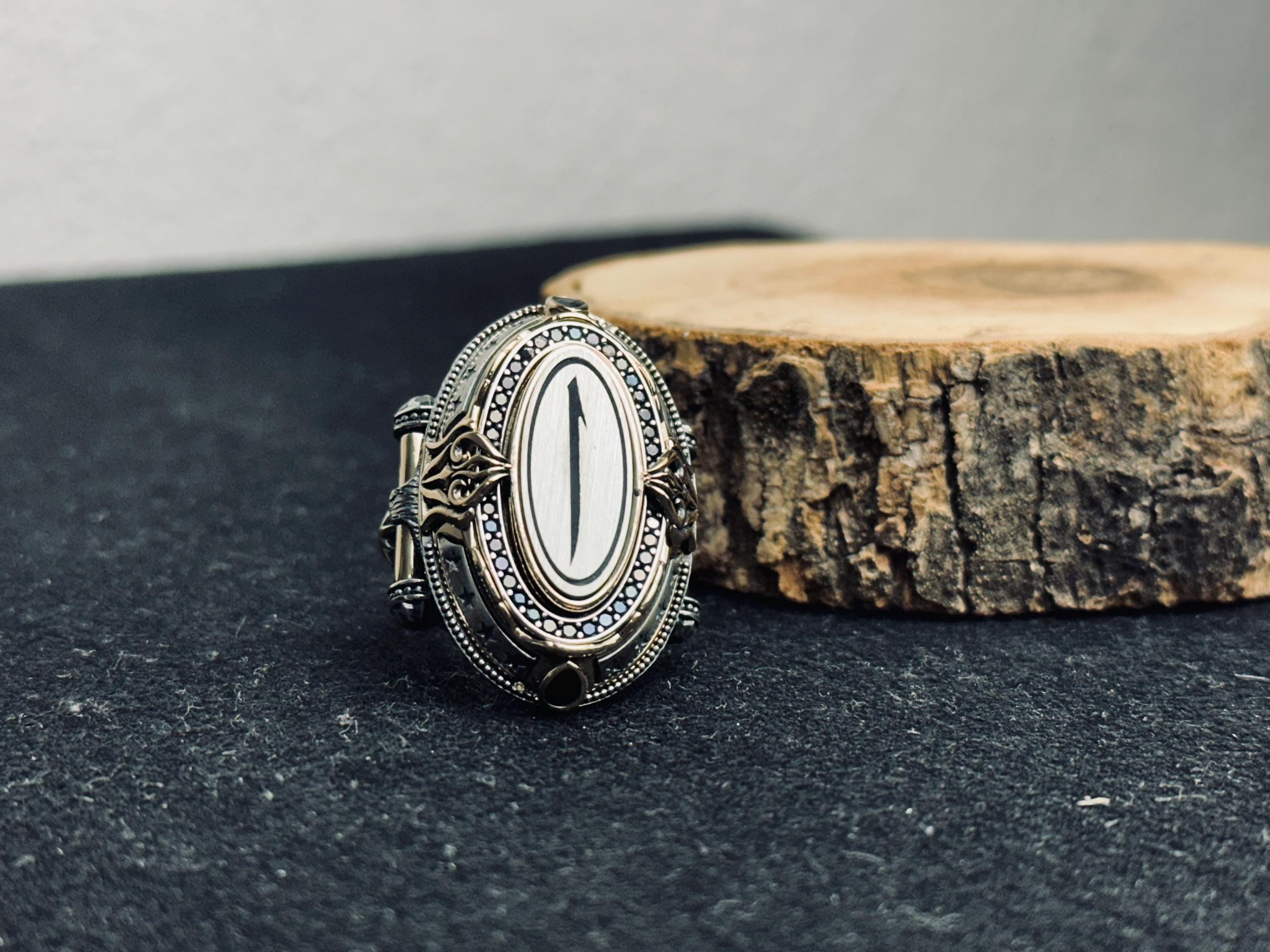 Arabic Calligraphy Ring 925 Sterling Silver Men Statement Ring Handmade Islamic Jewelry