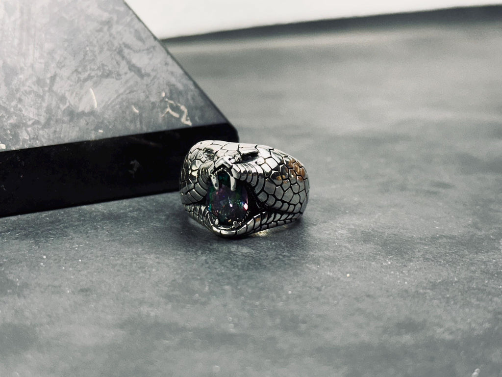 Snake Ring: Mystic Topaz Stone - Handmade Sterling Silver
