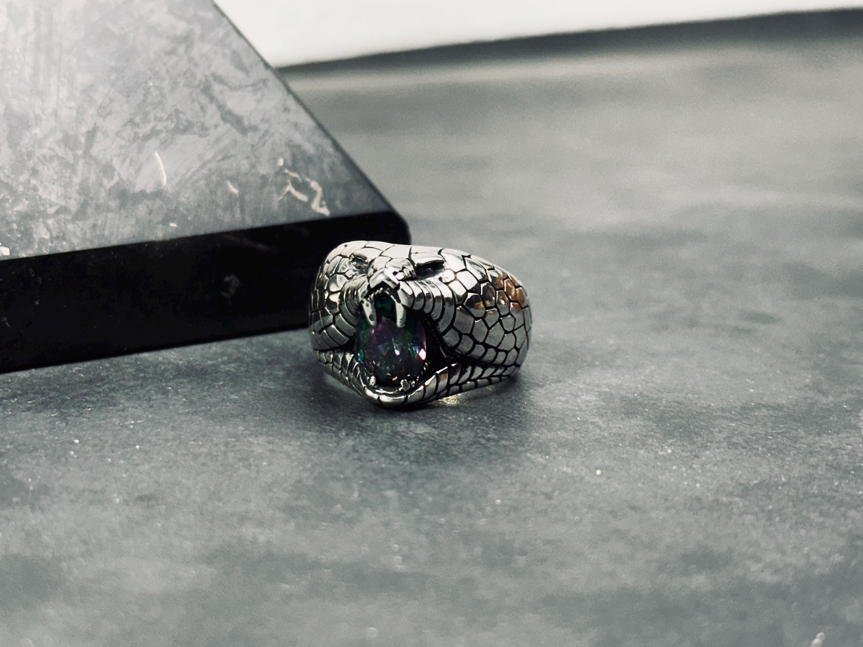 Snake Ring: Mystic Topaz Stone - Handmade Sterling Silver