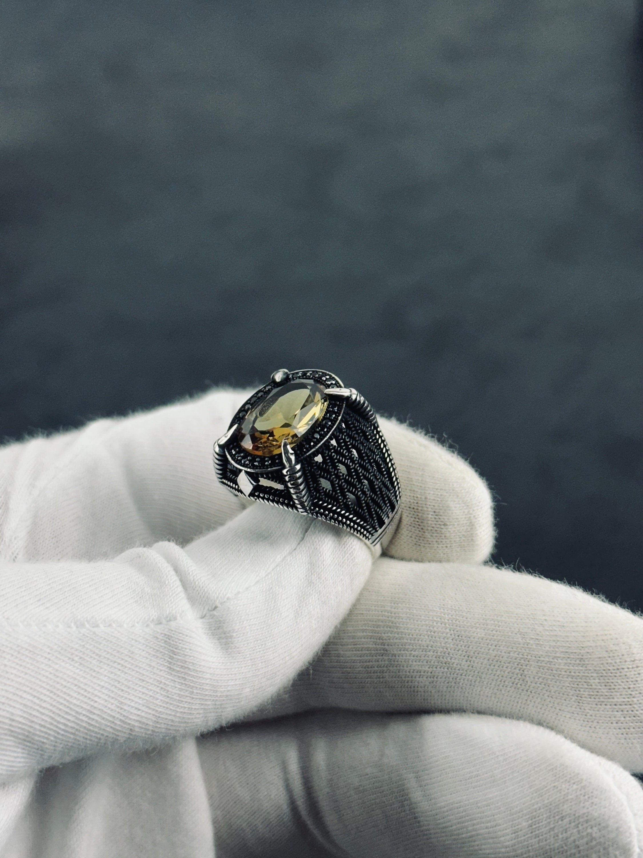Silver Statement Ring: Sultanit Gemstone Color Shift (Men's Size)