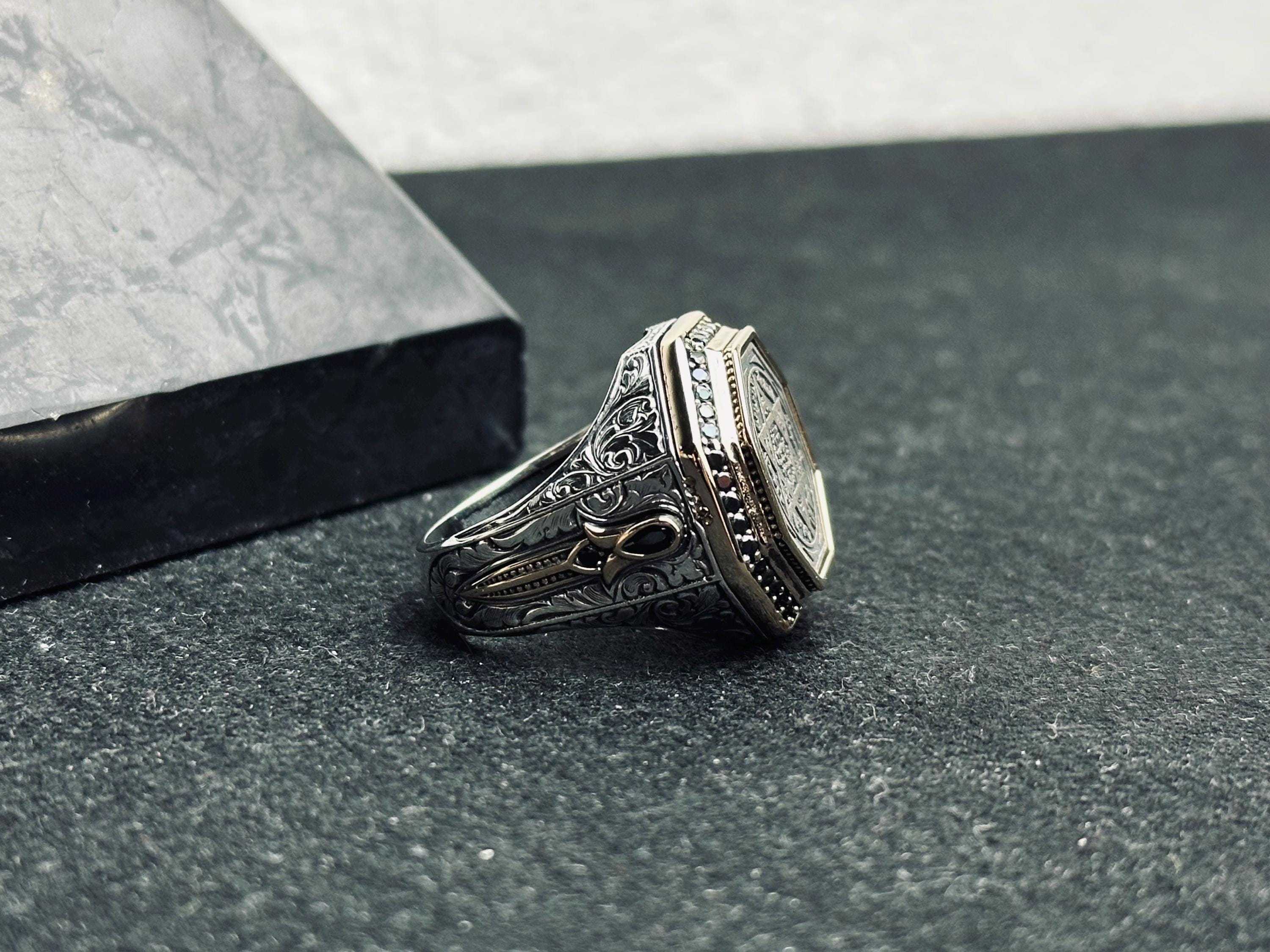 Solomon Seal Ring: Handmade Sterling Silver Octagon Statement
