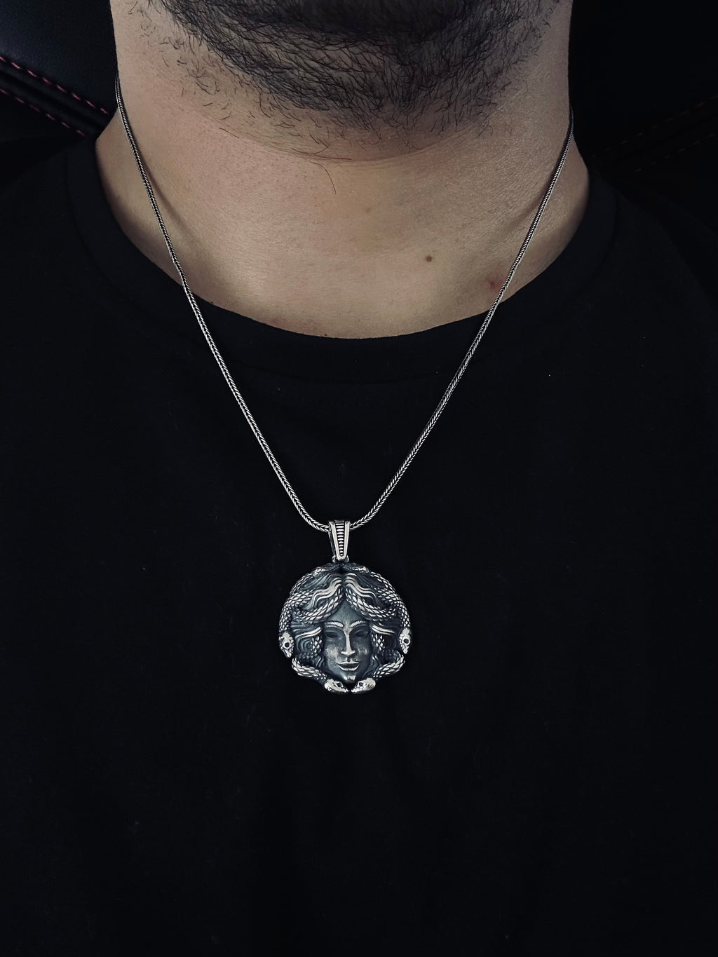Medusa Head Silver Necklace - Unique Handcrafted Pendant
