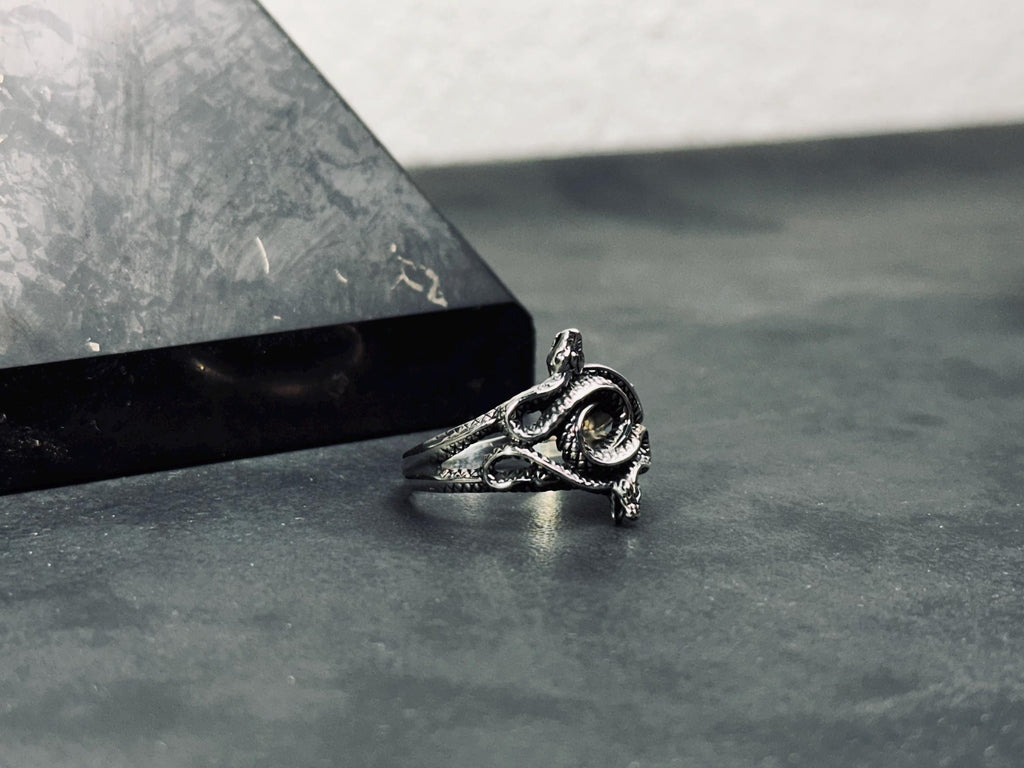 Sterling Silver Snake Ring, Vintage Animal Design (Adjustable Size)