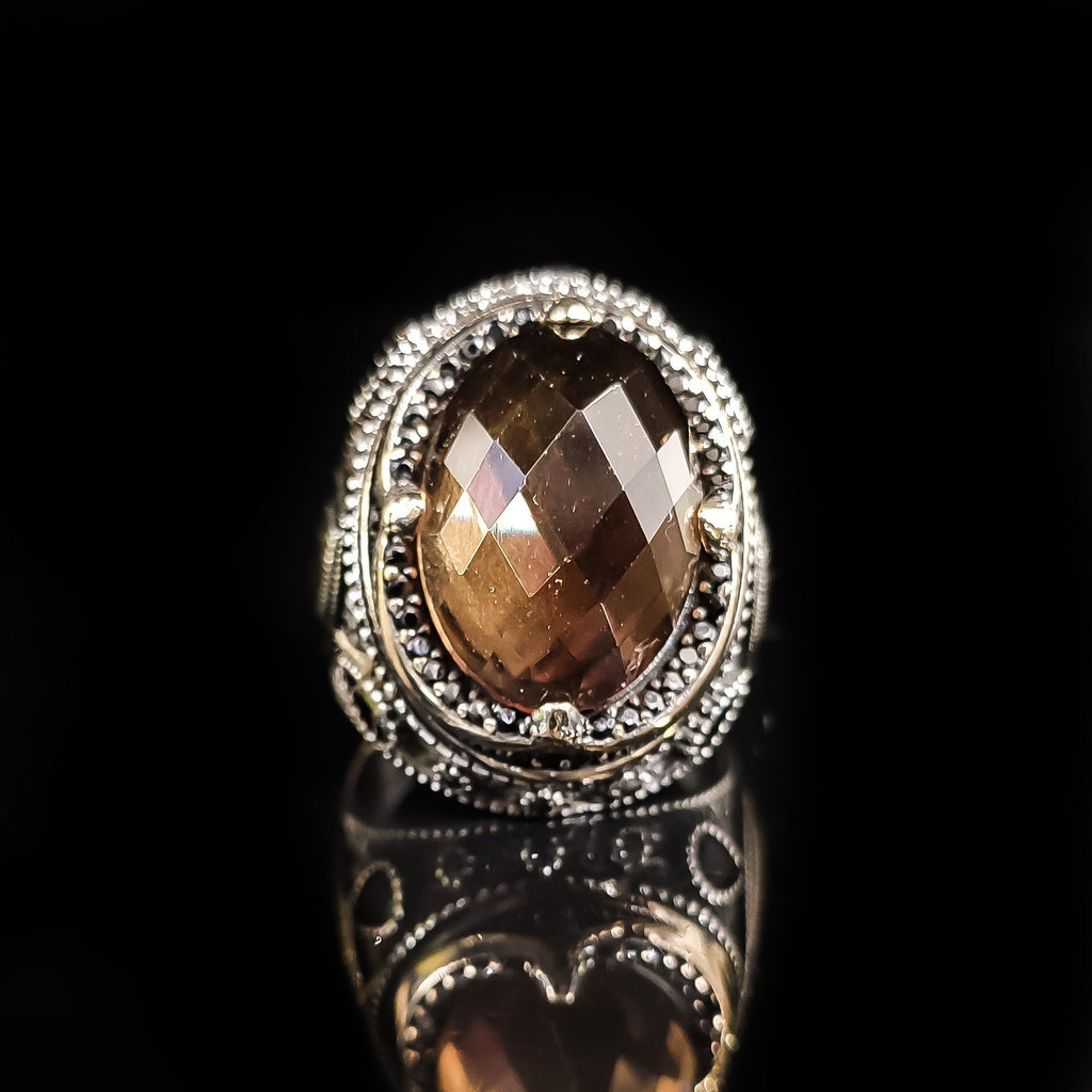 Sultanit Silver Ring: Handmade Crown Design, Color-Change Gemstone