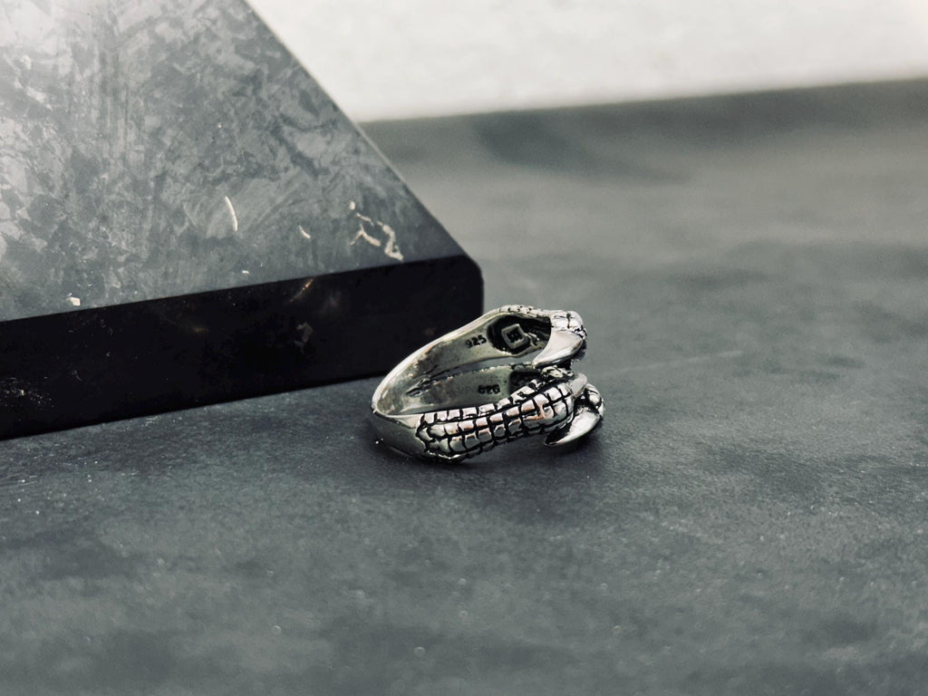 Men's Sterling Silver Claw Ring, Bold Artisan Style (Adjustable)
