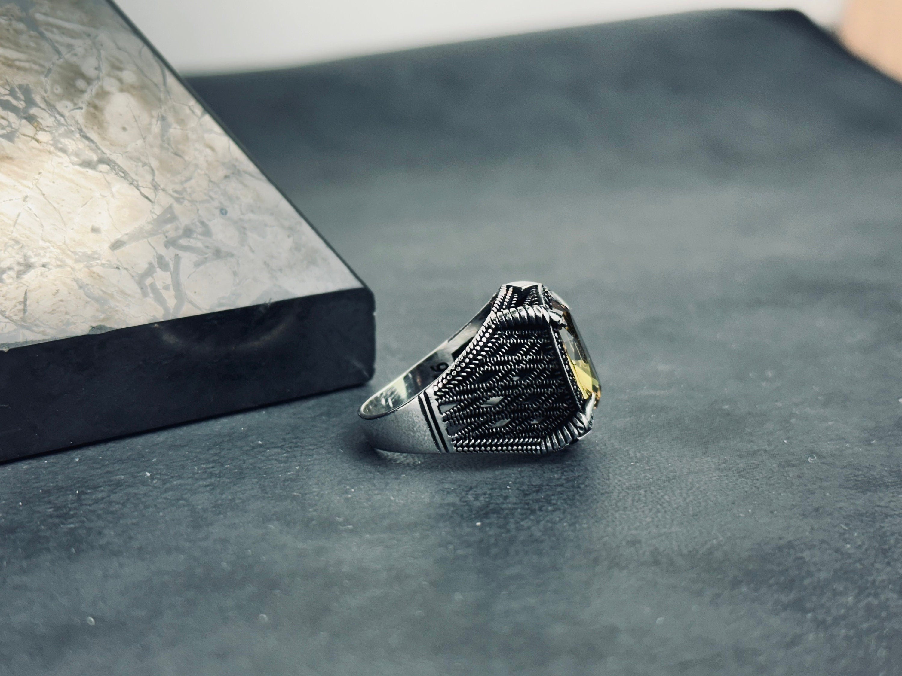 Silver Statement Ring: Sultanit Gemstone Color Shift (Men's Size)