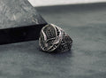 Oxidized Sterling Silver Eagle Ring: Handmade Engraved Design