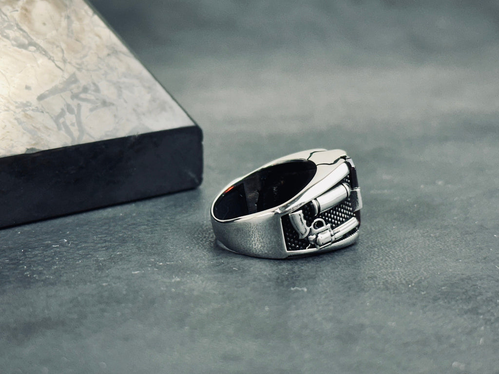 Bullet Ring Sterling Silver Revolver Style (Unisex, Handmade)