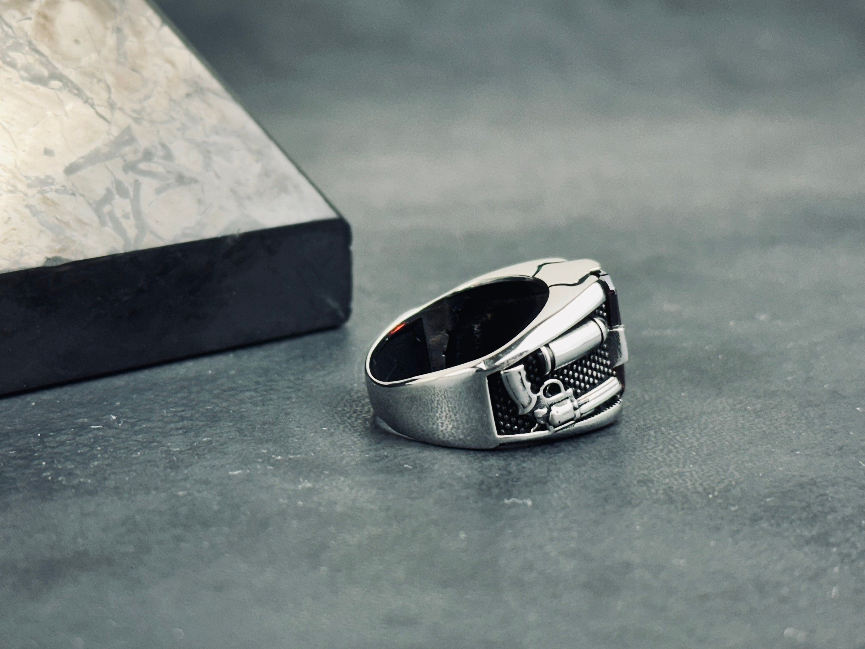 Bullet Ring Sterling Silver Revolver Style (Unisex, Handmade)