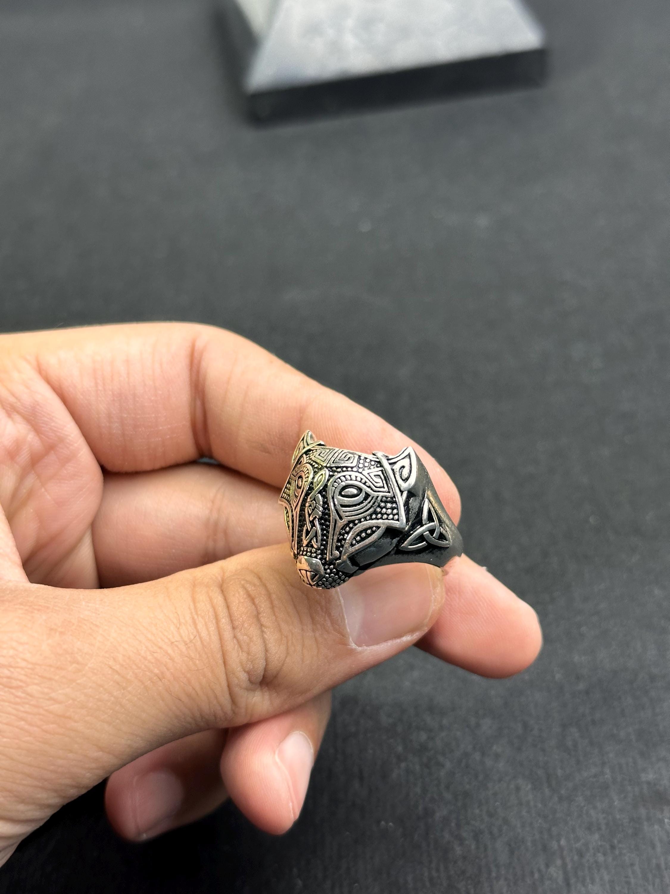 Viking Fenrir Ring: Nordic Wolf Jewelry (Sterling Silver, Handmade)