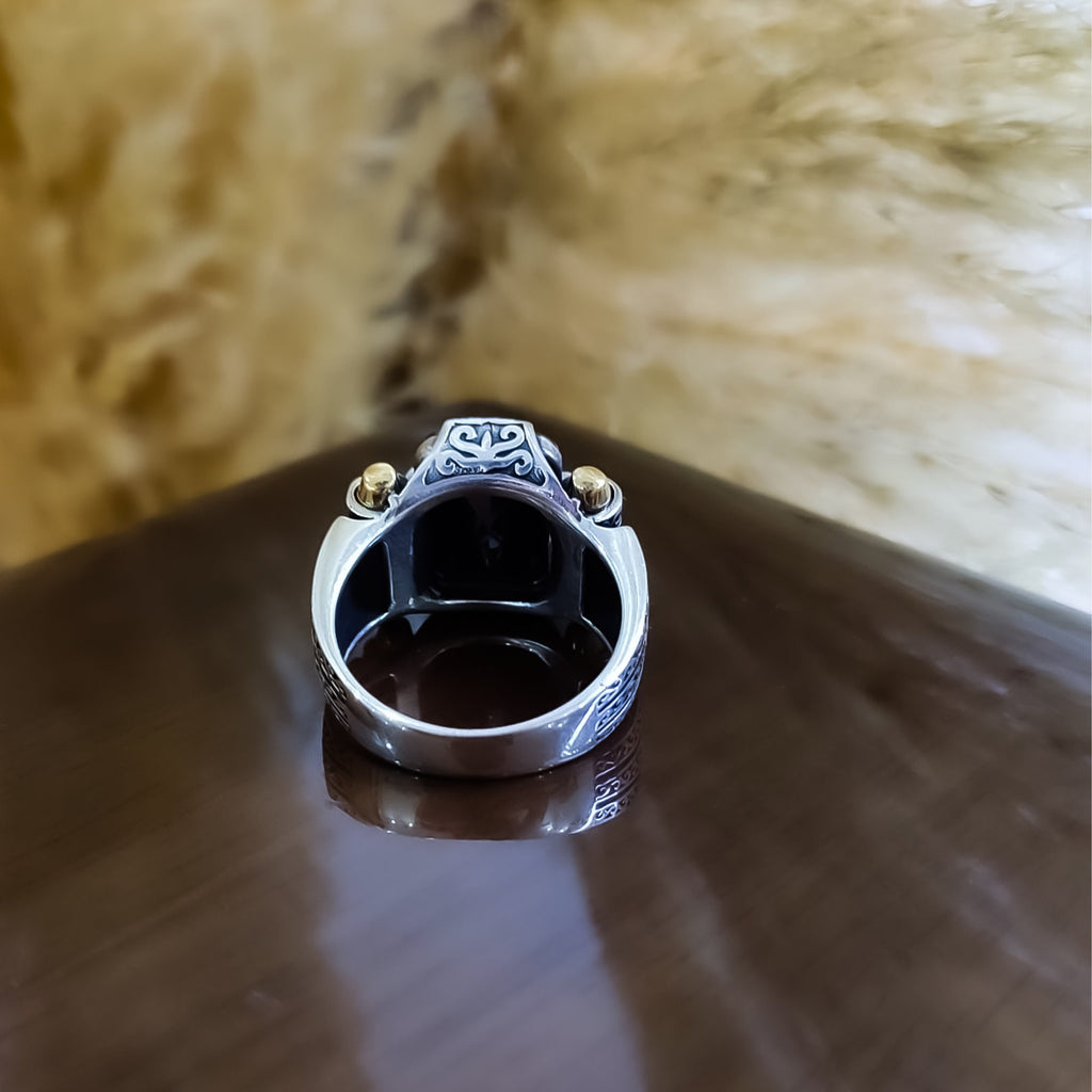 Black Zircon Sterling Silver Ring: Handmade Courage Series