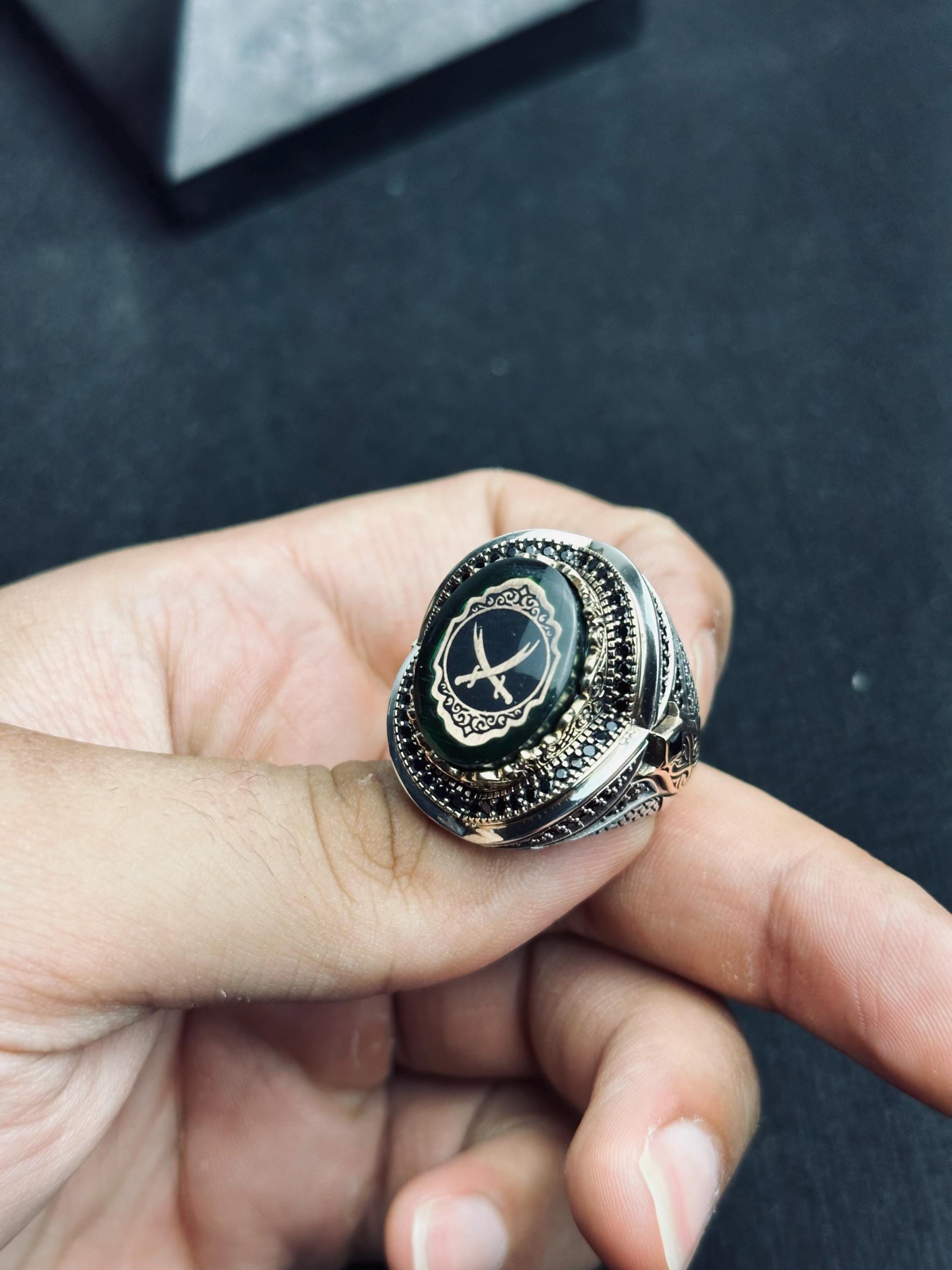Sterling Silver Ring: Islamic Zulfiqar Sword Design (Handmade Men’s Jewelry)