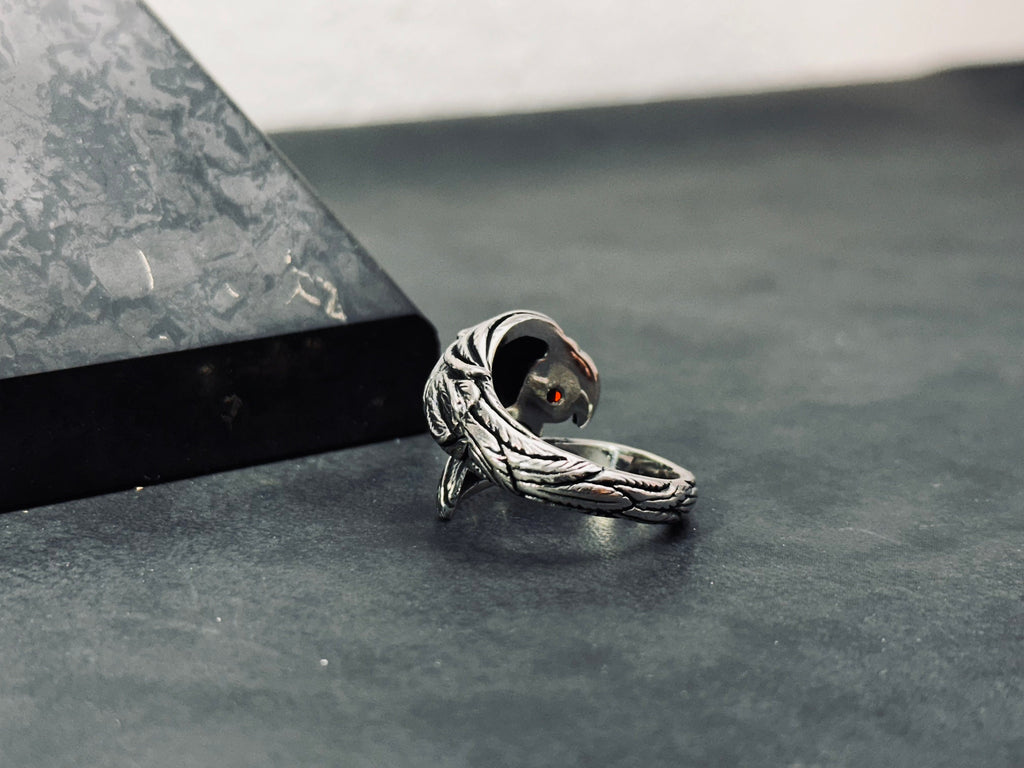 Oxidized Sterling Silver Snake Ring: Adjustable with CZ Gemstone