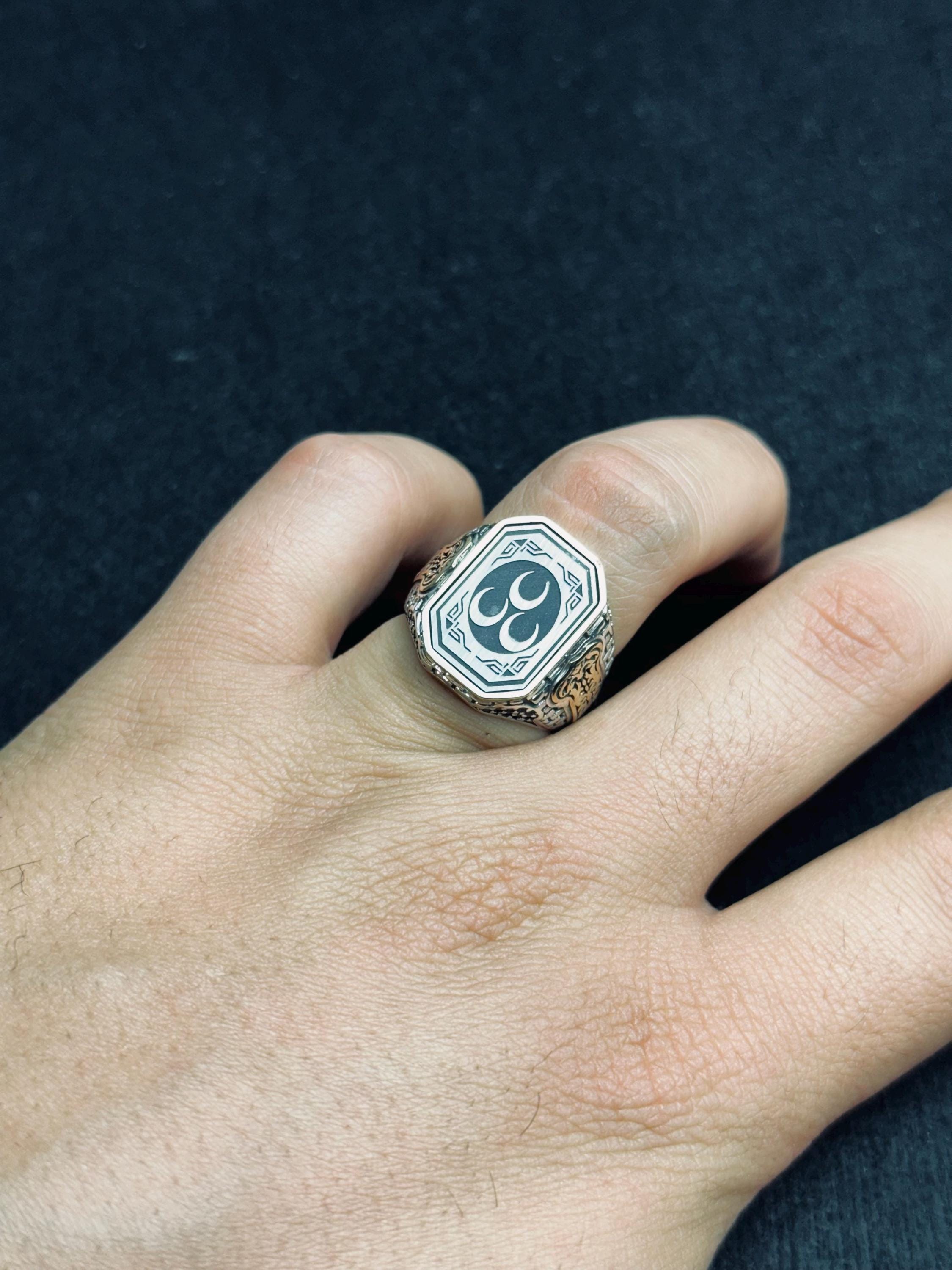 Statement Men's Ring: Turkish Crescent Design (925 Sterling Silver)