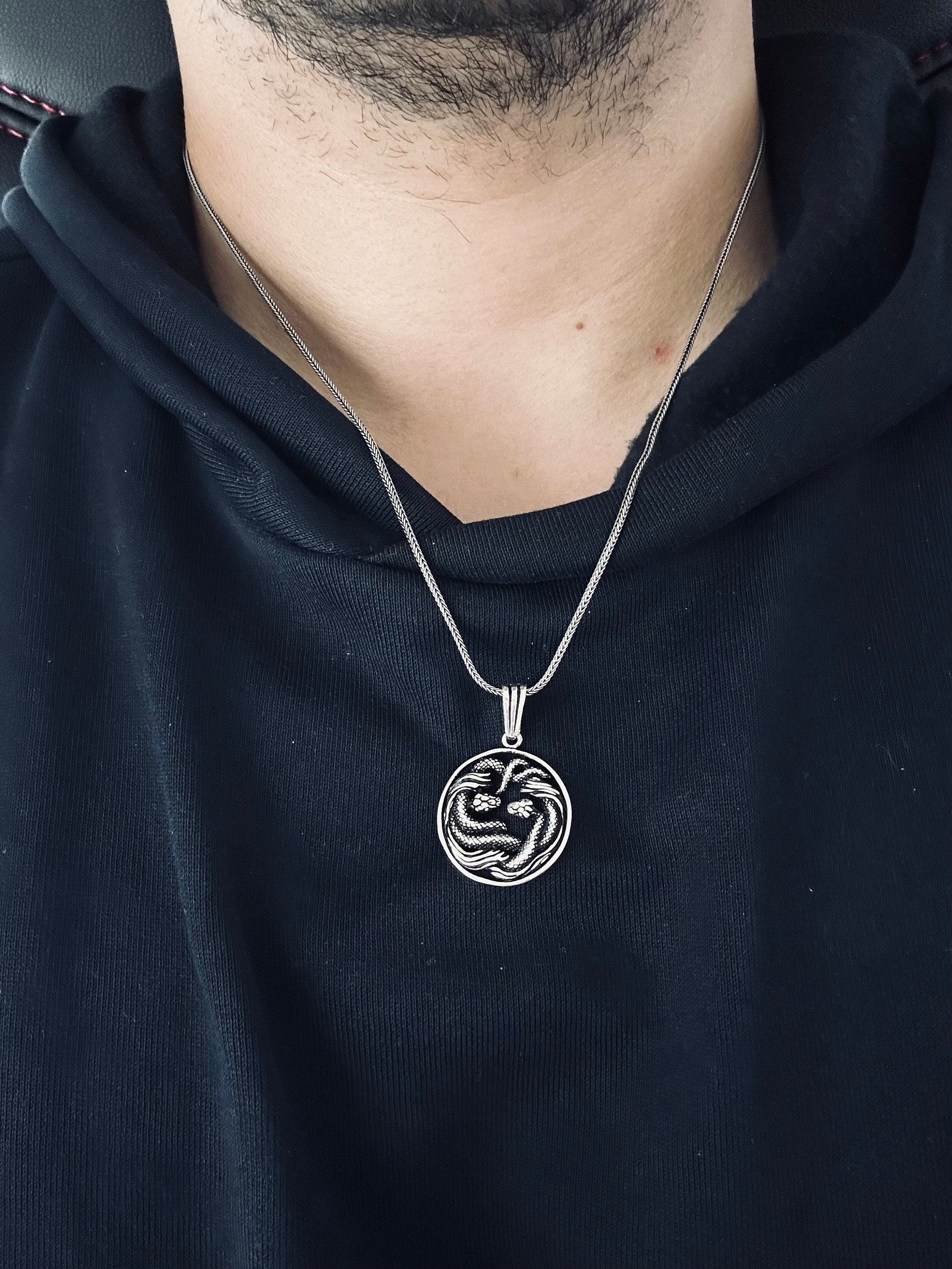 Handcrafted Silver Snake Necklace - Unique Pendant Design