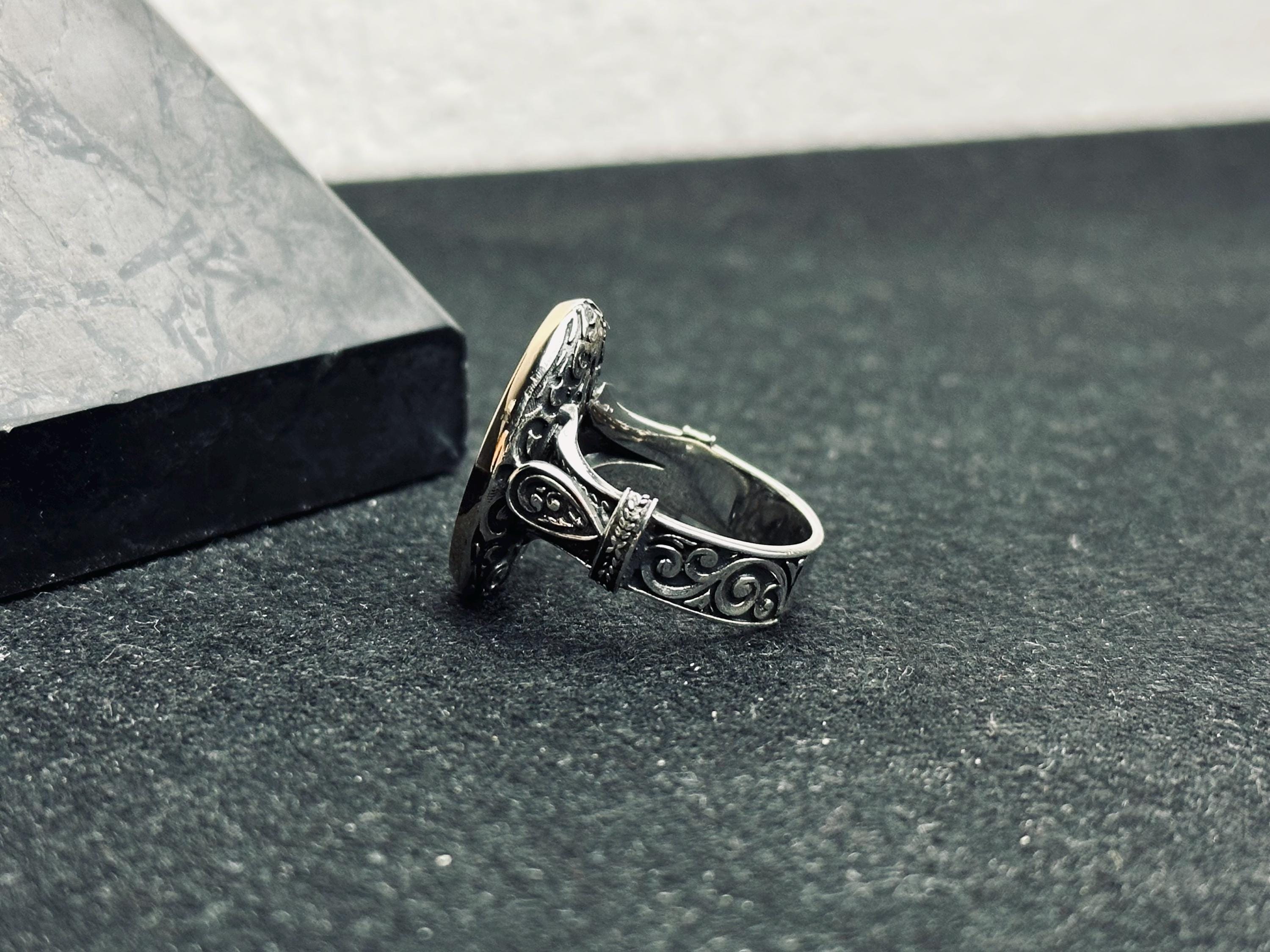 Oval Black Onyx Ring - Handmade Sterling Silver, Unisex Style