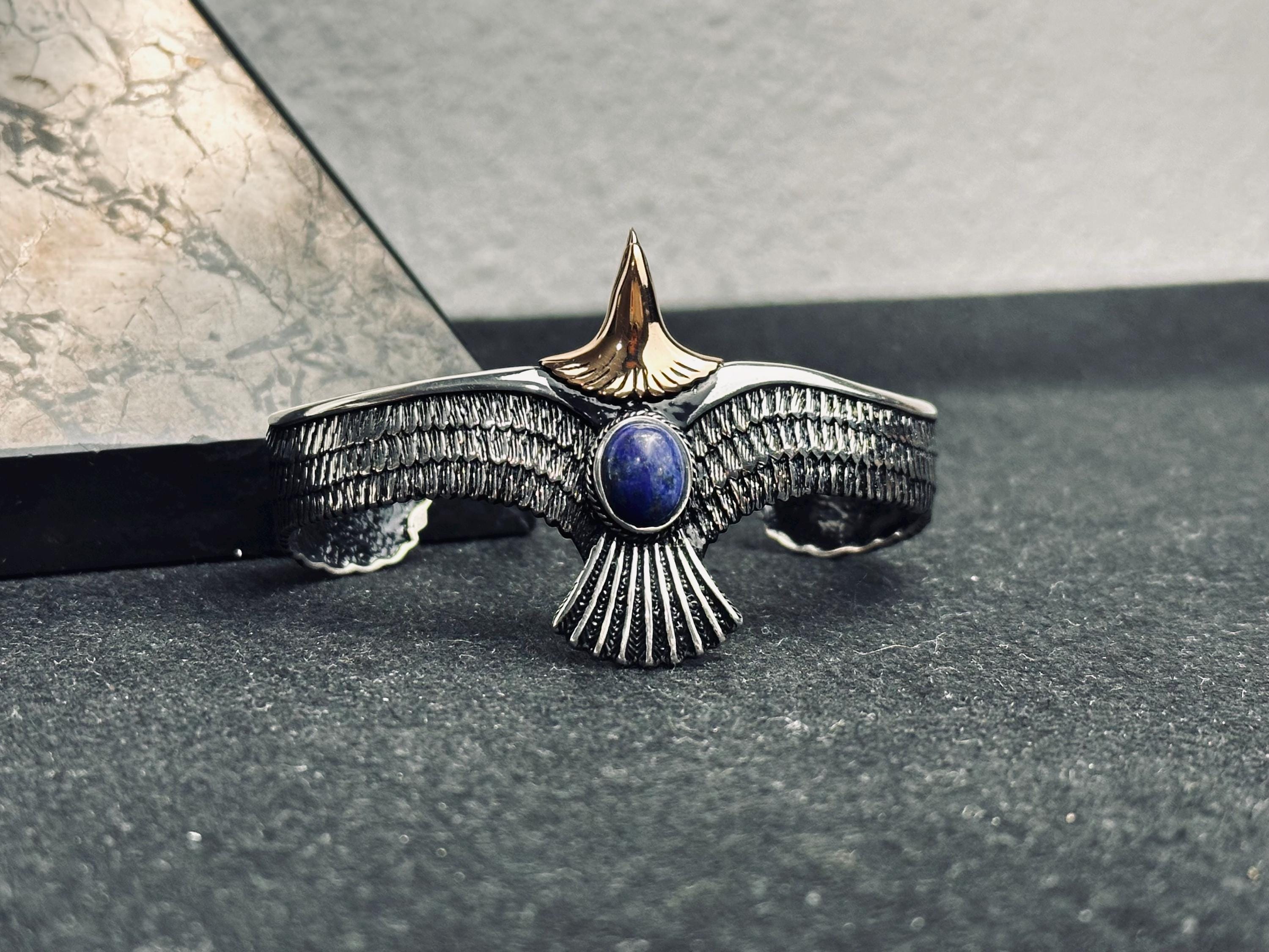 Eagle Bracelet: Lapis Lazuli and Sterling Silver (Handmade Cuff)