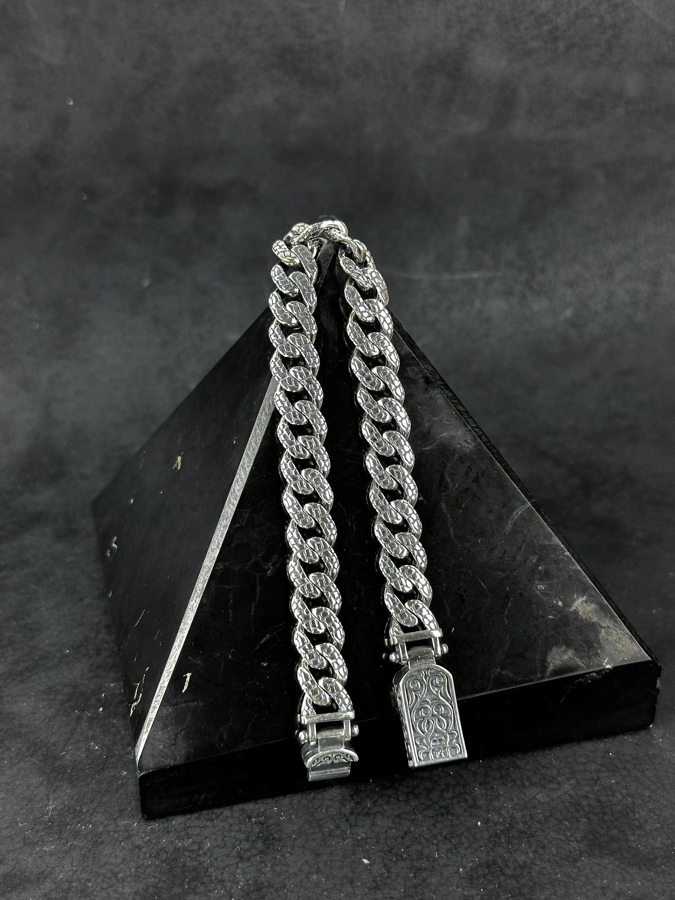 Silver Bracelet: Handmade with New Chain Design - Custom Engraved