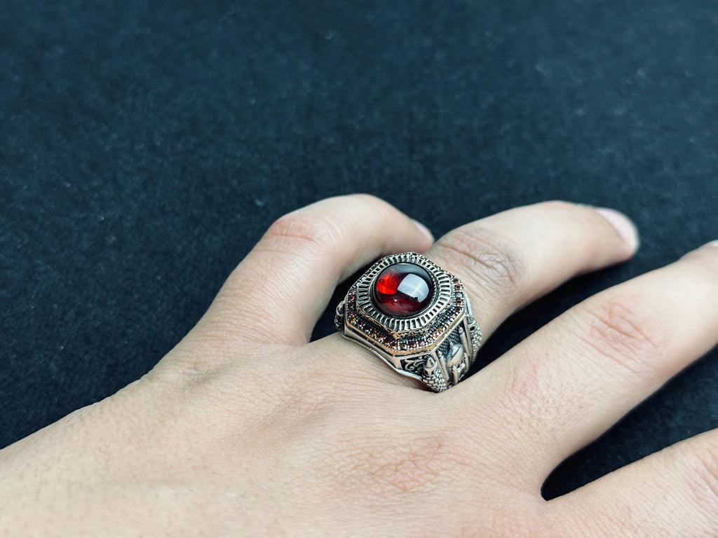 Ruby Signet Ring: Ottoman Style Sterling Silver (Men’s Jewelry)