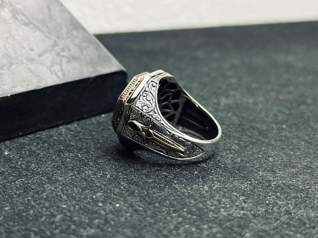 Solomon Seal Ring: Handmade Sterling Silver Octagon Statement