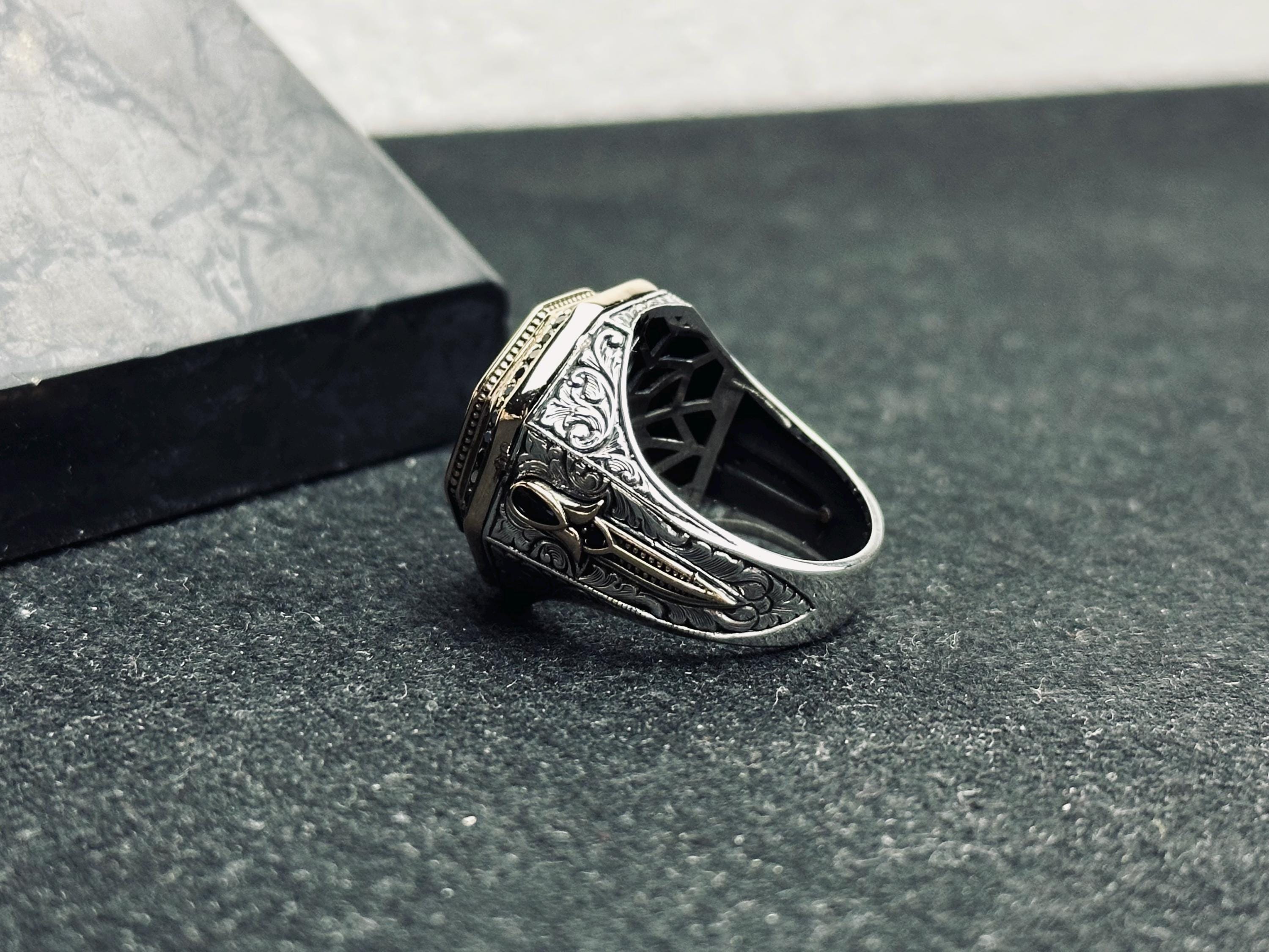 Solomon Seal Ring: Handmade Sterling Silver Octagon Statement