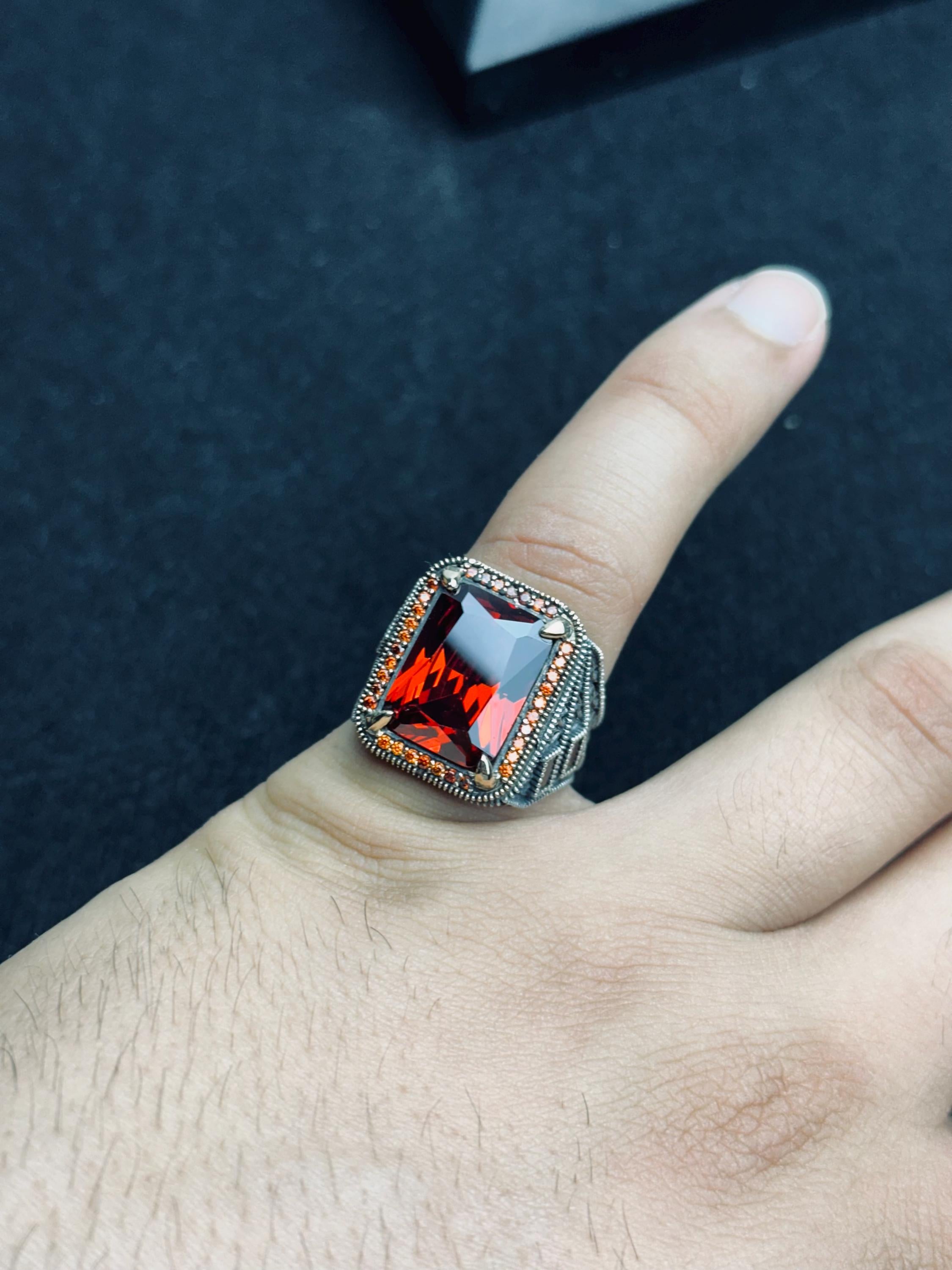 Ruby Men's Ring: Bold Handmade Sterling Silver (Royal Design)