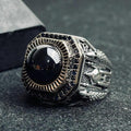 Onyx Statement Ring: Turkish Handmade Sterling Silver (Men's Size)