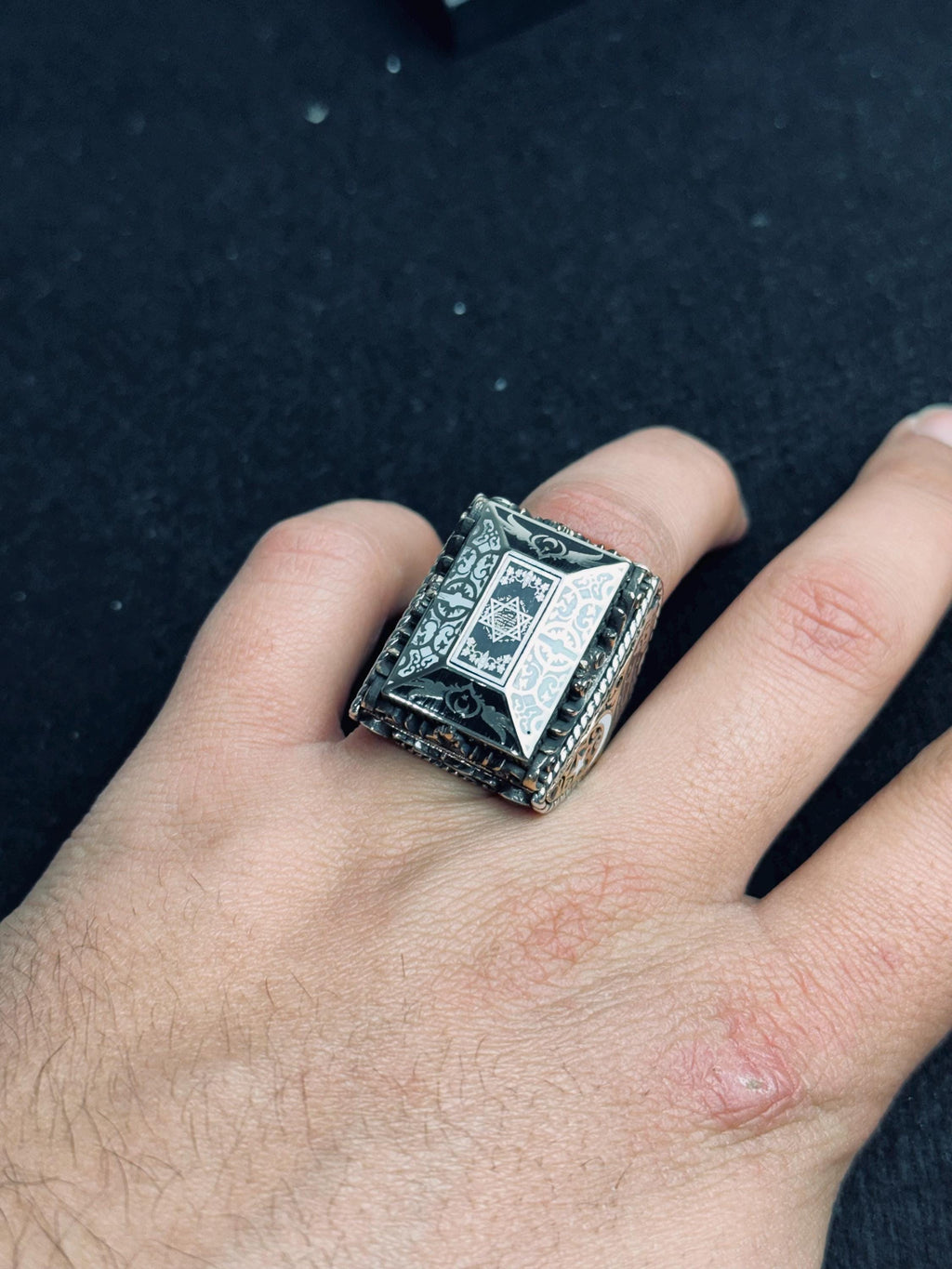 Seal of Solomon Ring, 925 Sterling Silver Square Signet Ring